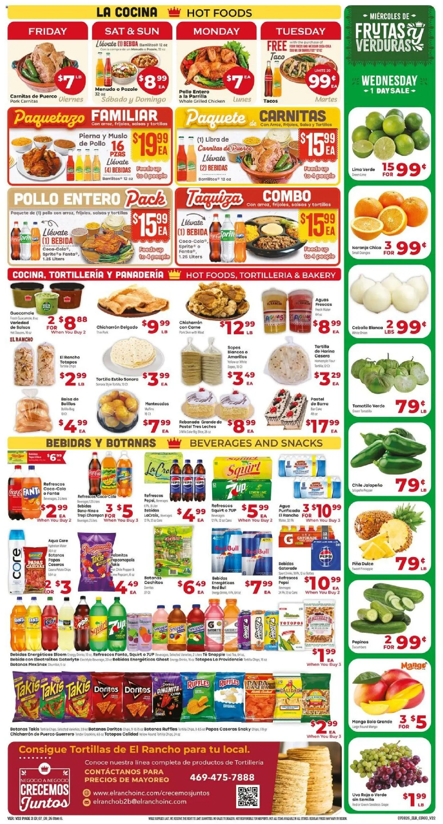 El Rancho Weekly Ad - valid from 07/08/2026 | Page: 3 | Products: Water, Pepper, Lime, Onion
