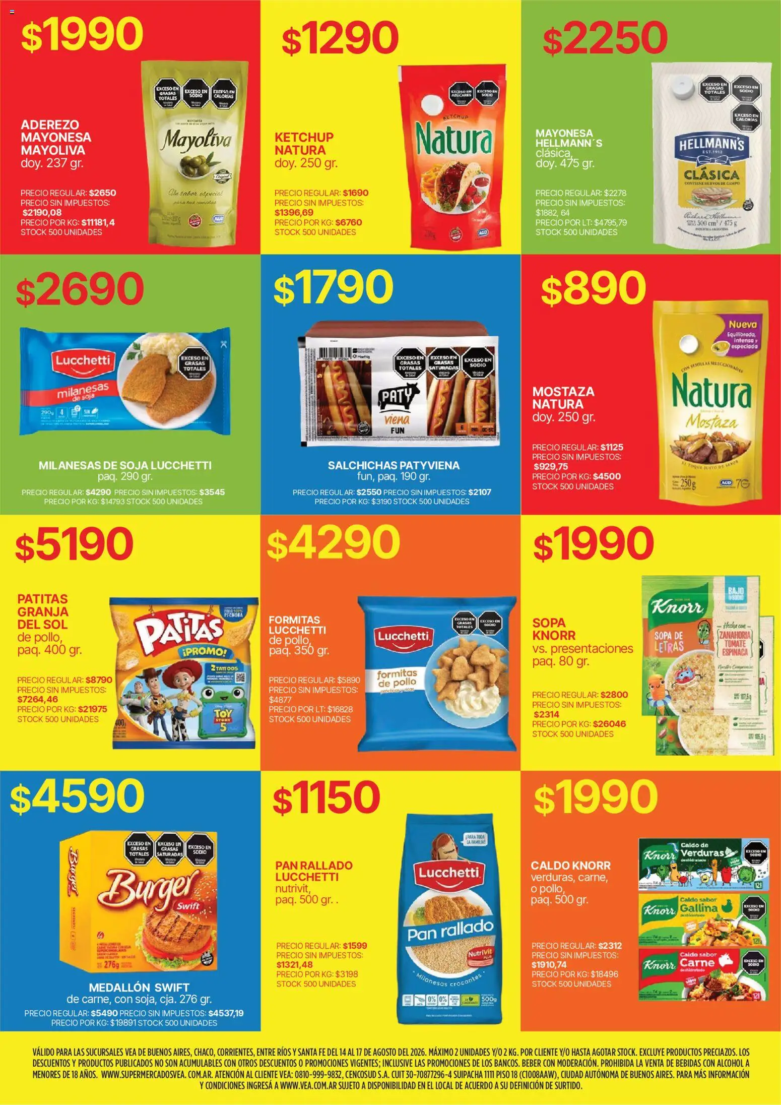Vea - Fin de semana de ahorro │ válido desde el 14/08/2026 | Página: 6 | Productos: Milanesas, Tomate, Salchichas, Zanahoria