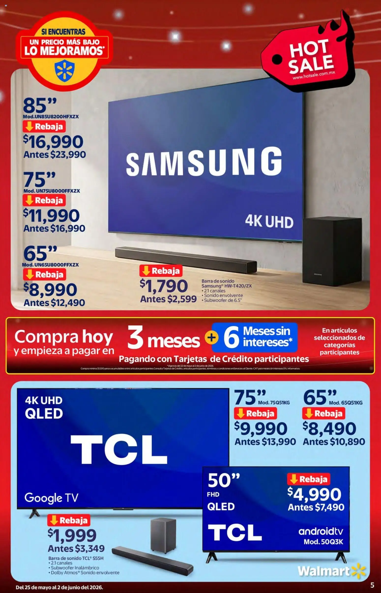Nuevas ofertas de Walmart válidas en toda la República Mexicana desde el 25.05.2026. ¡Encuentra las mejores ofertas en Walmart Hot Sale! | Página: 5 | Productos: Barra