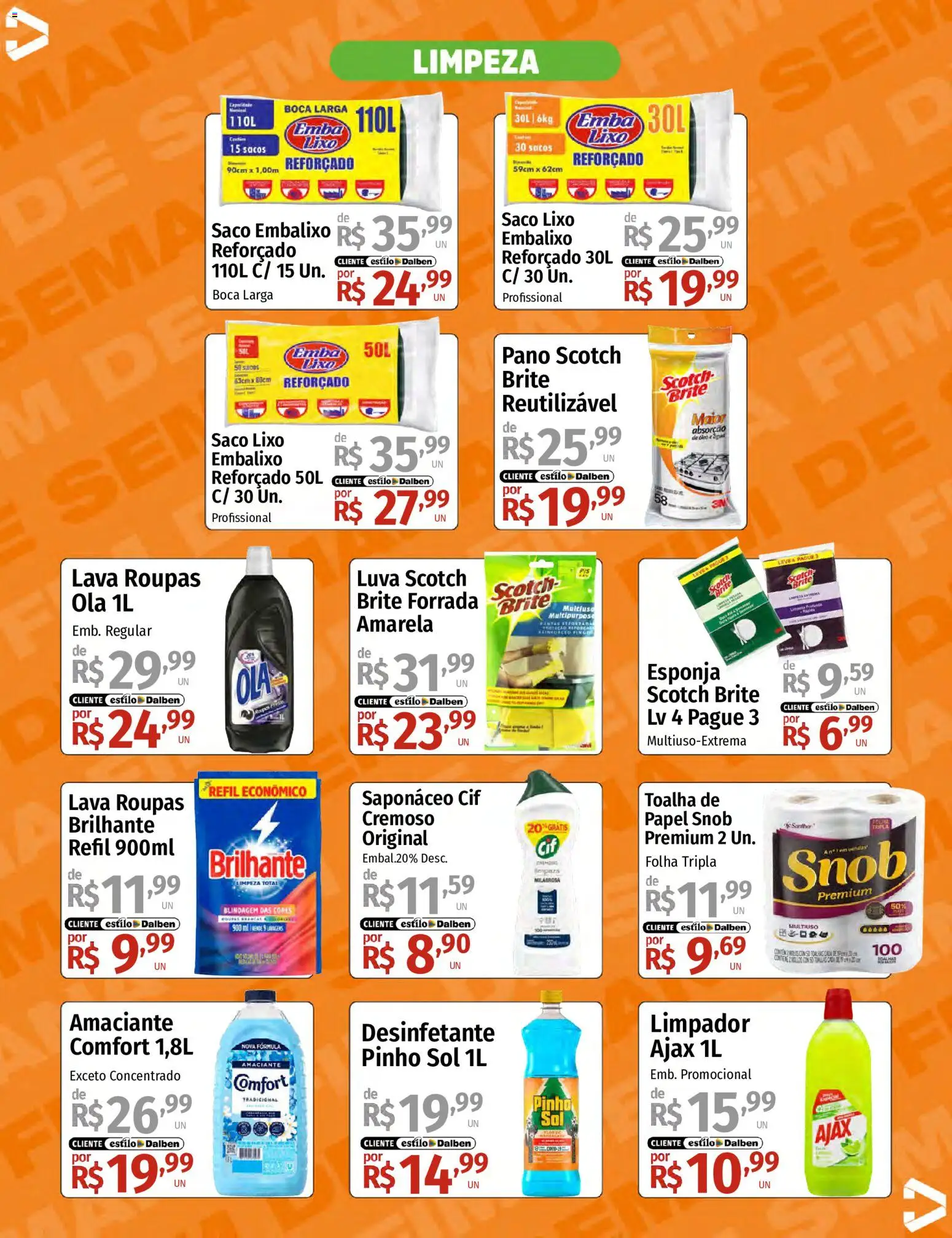 Supermercado Dalben Folheto - válido de 29.05.2026 | Página: 13 | Produtos: Esponja, Saponáceo, Amaciante, Desinfetante