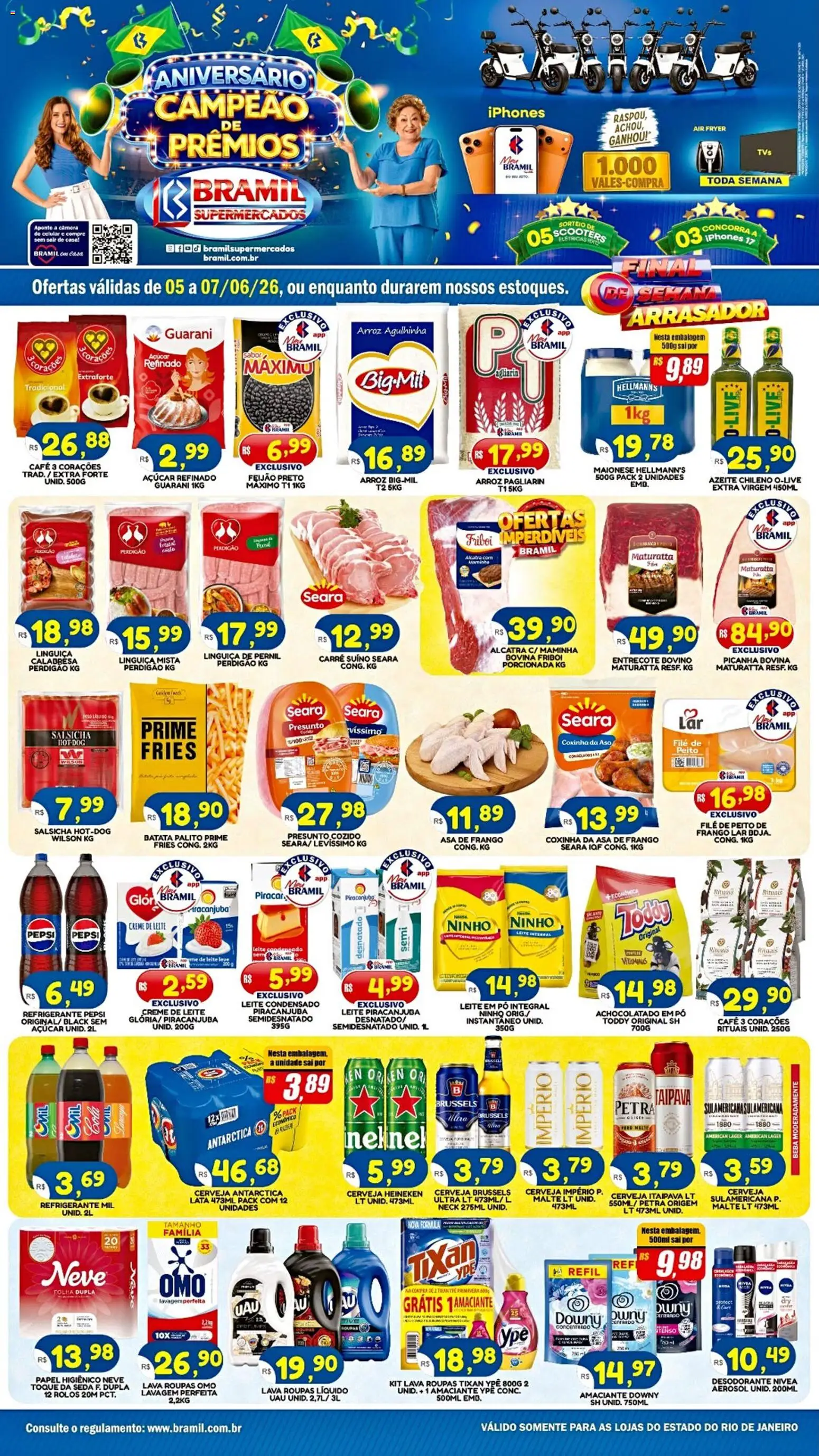 Bramil Supermercados Folheto - válido de 05.06.2026 | Página: 1 | Produtos: Desodorante, Arroz, Açúcar, Frango