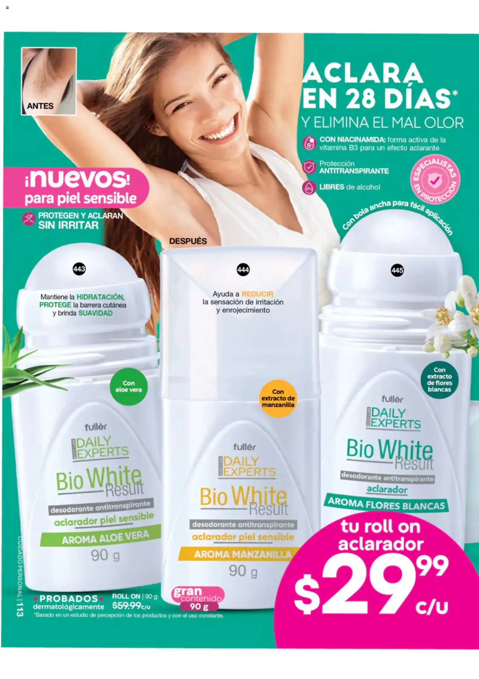 Nuevas ofertas de Fuller válidas en toda la República Mexicana desde el 22/07/2026. ¡Encuentra las mejores ofertas en Fuller campaña 8 2026! | Página: 99 | Productos: Desodorante, Antitranspirante, Aloe Vera, Aclarante