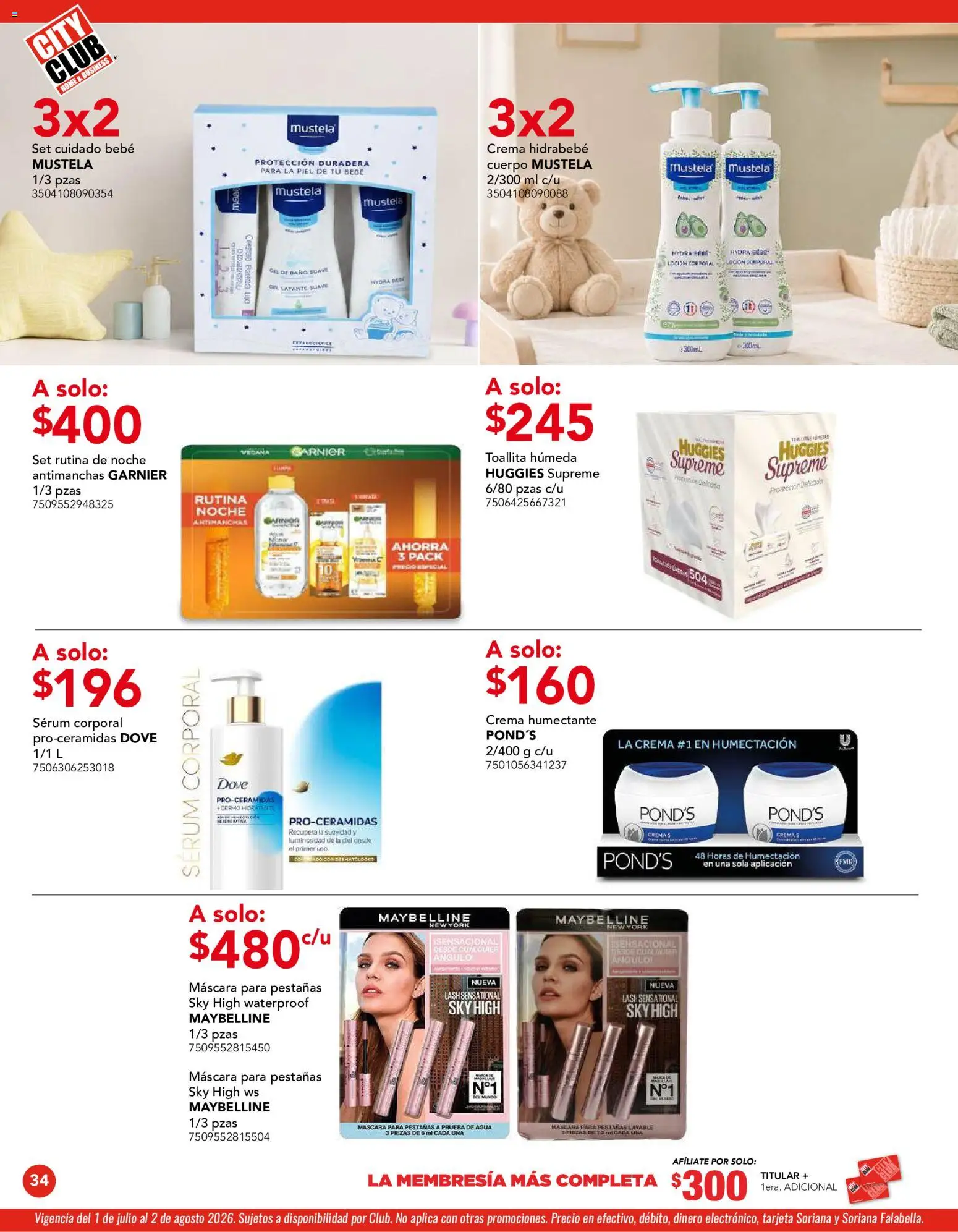 Nuevas ofertas de City Club válidas en toda la República Mexicana desde el 01/07/2026. ¡Encuentra las mejores ofertas en City Club catálogo! | Página: 34 | Productos: Serum, Máscara, Agua, Loción