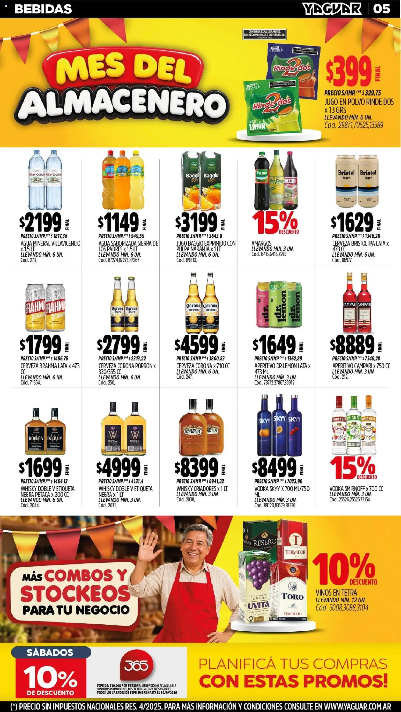Yaguar - Oferta Semanal Mar del Plata │ válido desde el 31/08/2026 | Página: 5 | Productos: Campari, Vino blanco, Cerveza Corona, Vino