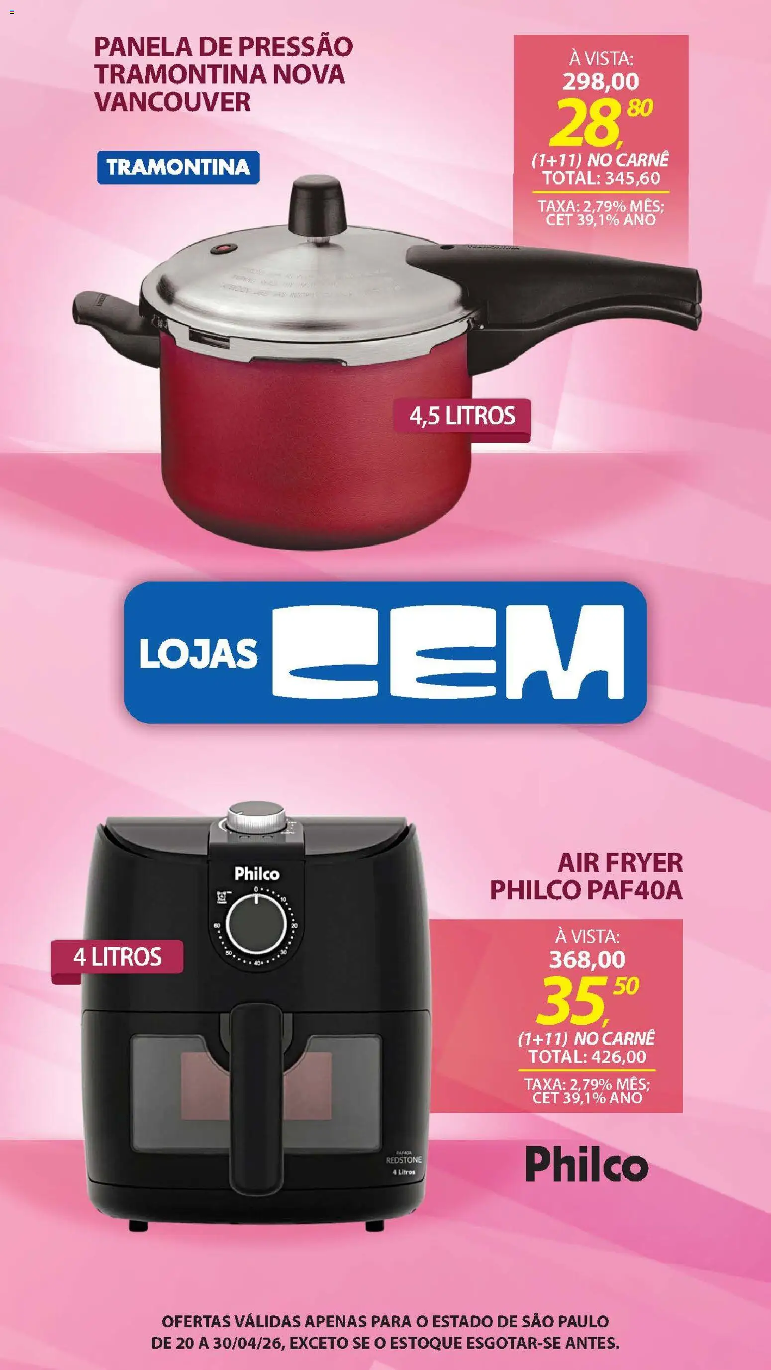 Lojas Cem Folheto - válido de 20.04.2026 | Página: 78 | Produtos: Panela, Air fryer, Panela de pressão, Carne