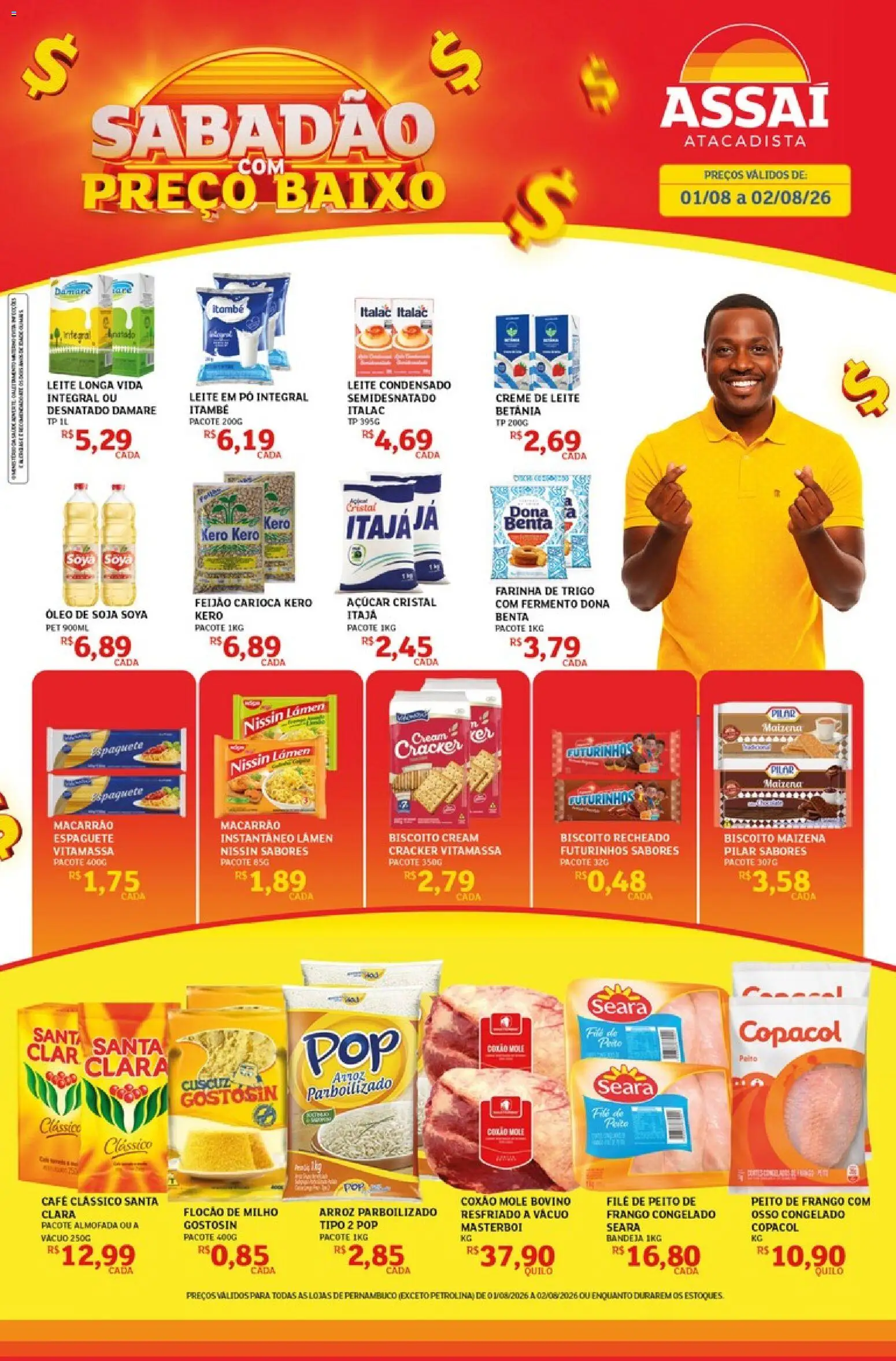 Assaí Atacadista Folheto - válido de 01/08/2026 | Página: 1 | Produtos: Pó, Leite, Creme, Açúcar