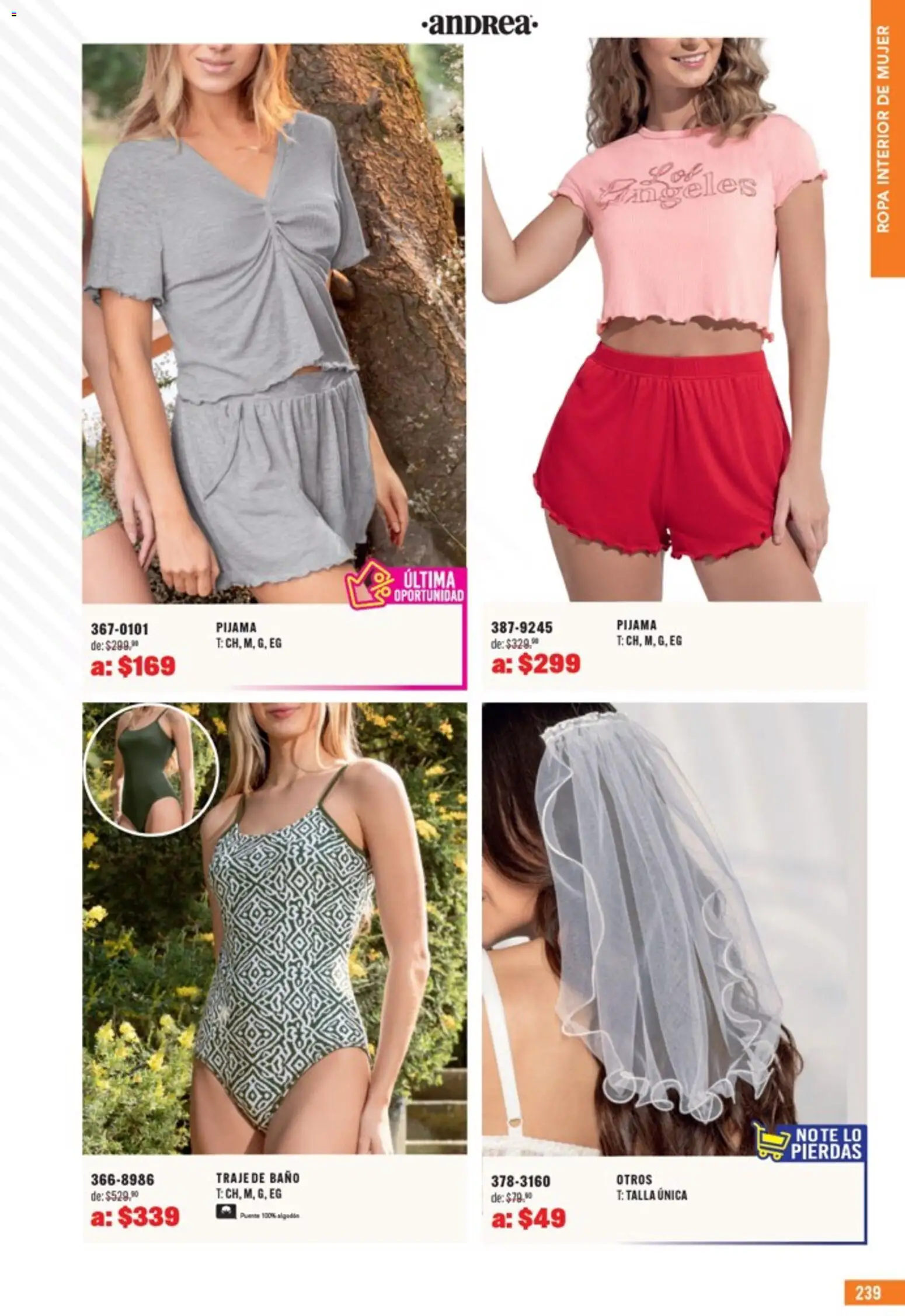 Nuevas ofertas de Andrea válidas en toda la República Mexicana desde el 05.04.2026. ¡Encuentra las mejores ofertas en Andrea catálogo Outlet! | Página: 239 | Productos: Pijama, Ropa, Ropa interior, Baño