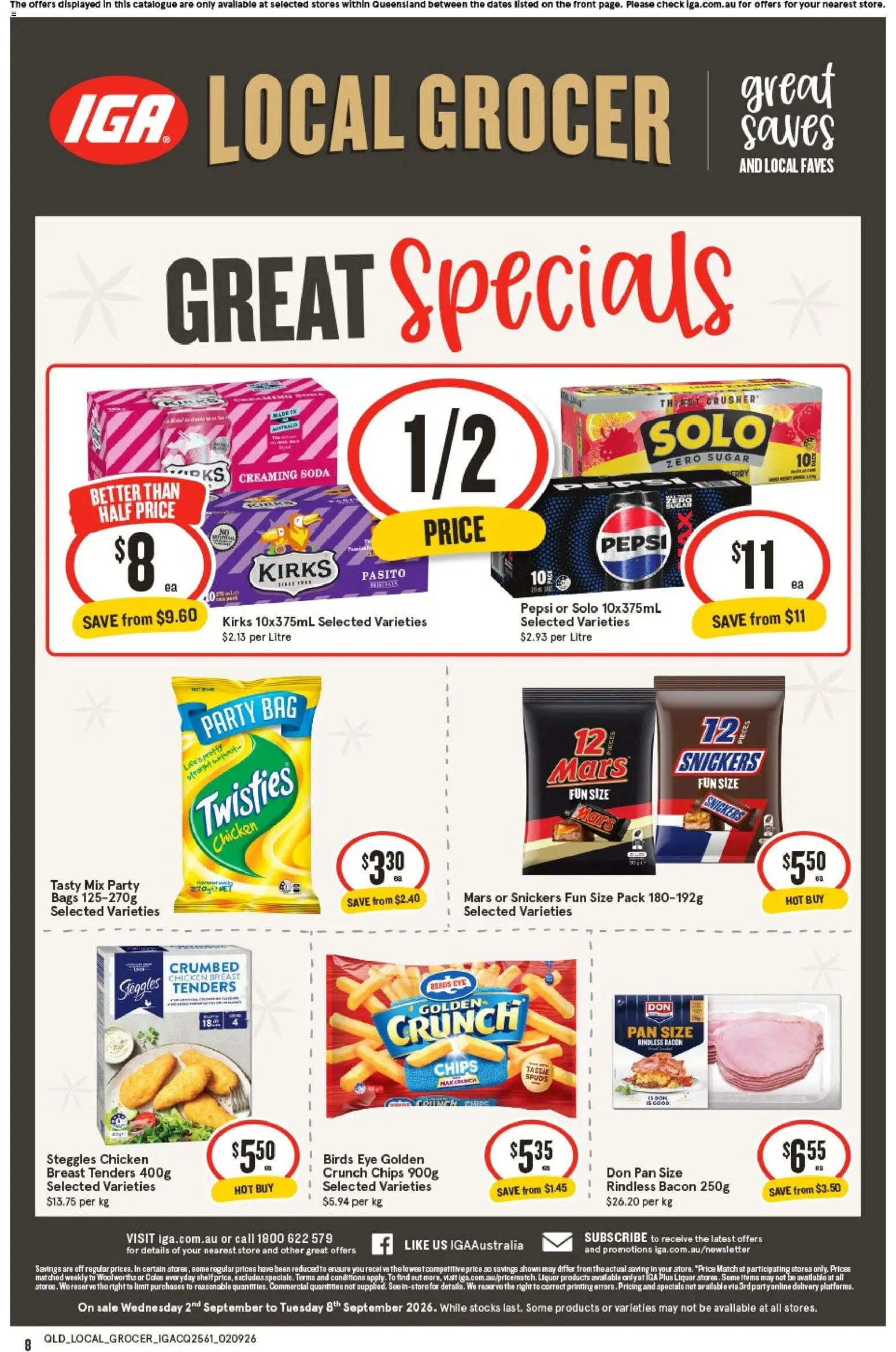 IGA catalogue - valid from 02/09/2026 | Page: 2 | Products: Chicken, Chicken breast, Sugar, Snickers