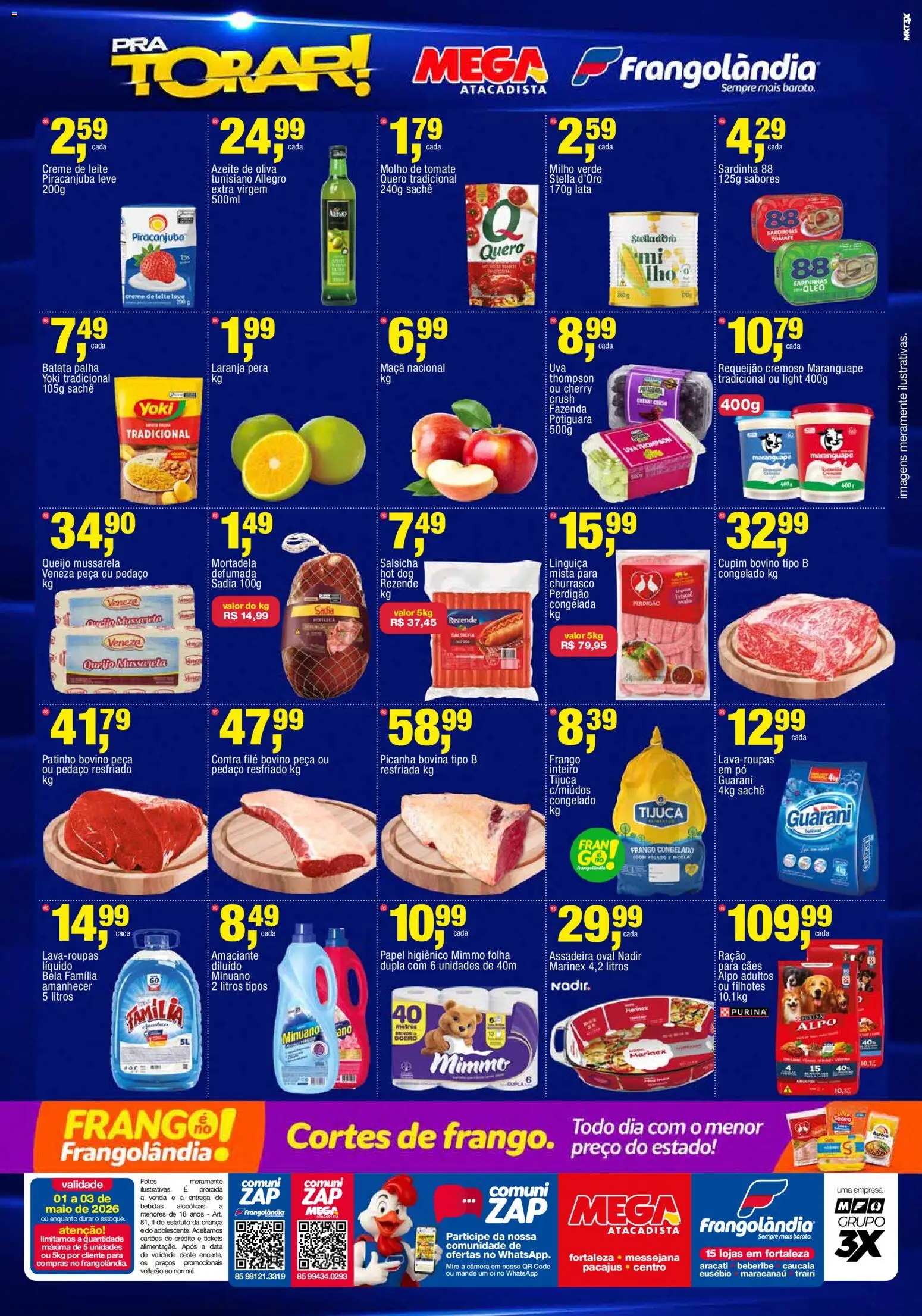 Frangolândia Folheto - válido de 01.05.2026 | Página: 2 | Produtos: Salsicha, Contra filé, Mortadela, Creme