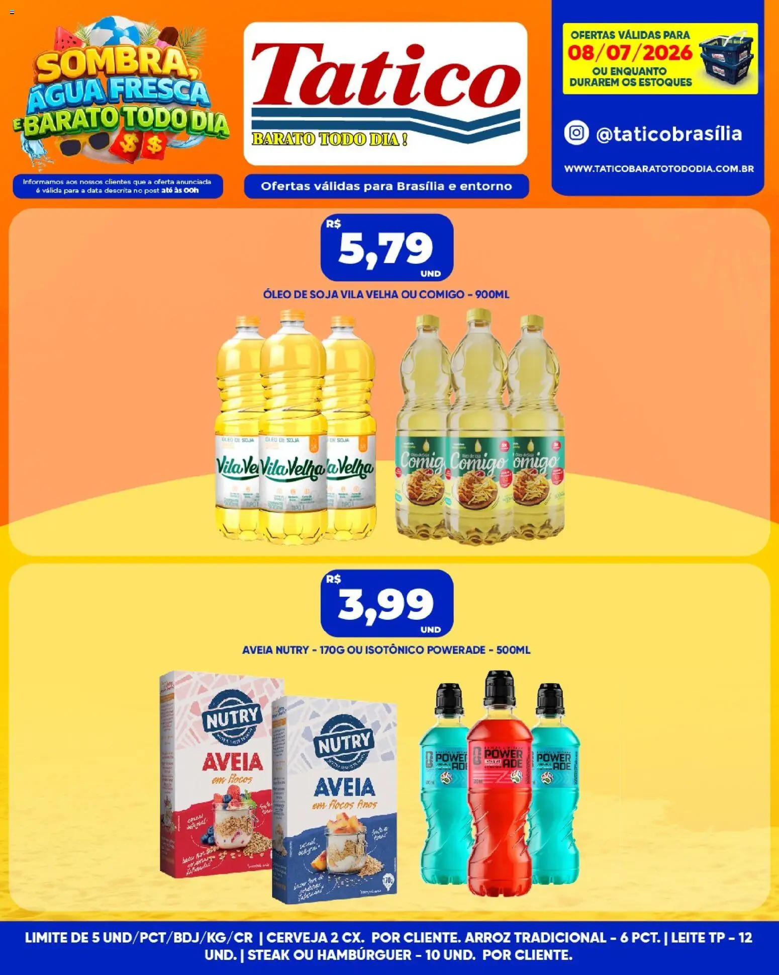 Tatico Folheto - válido de 09/07/2026 | Página: 36 | Produtos: Leite, Hambúrguer, Soja, Isotônico
