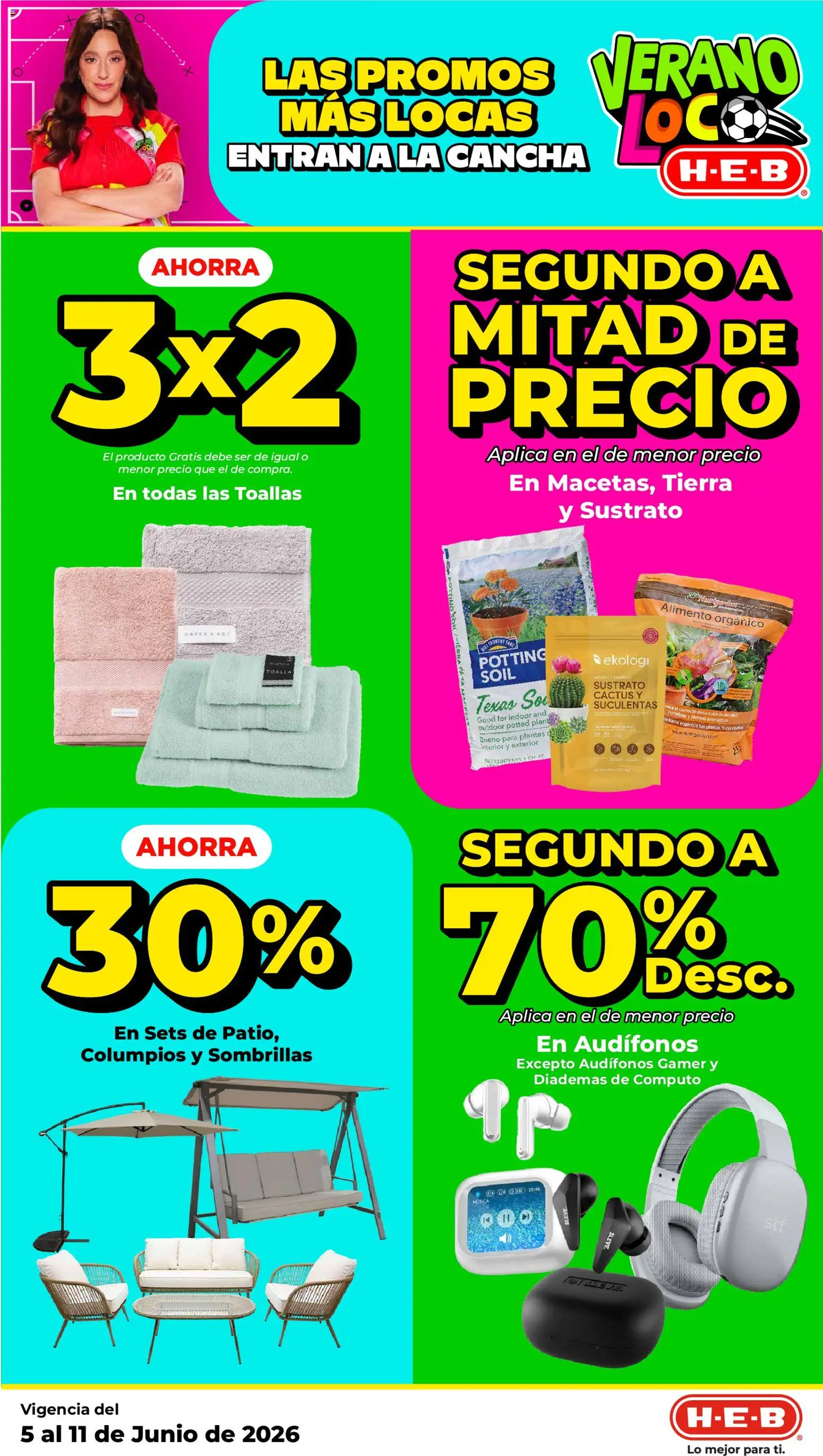 Nuevas ofertas de H-E-B válidas en toda la República Mexicana desde el 05.06.2026. ¡Encuentra las mejores ofertas en H-E-B folleto! | Página: 11 | Productos: Audífonos, Toalla, Toallas
