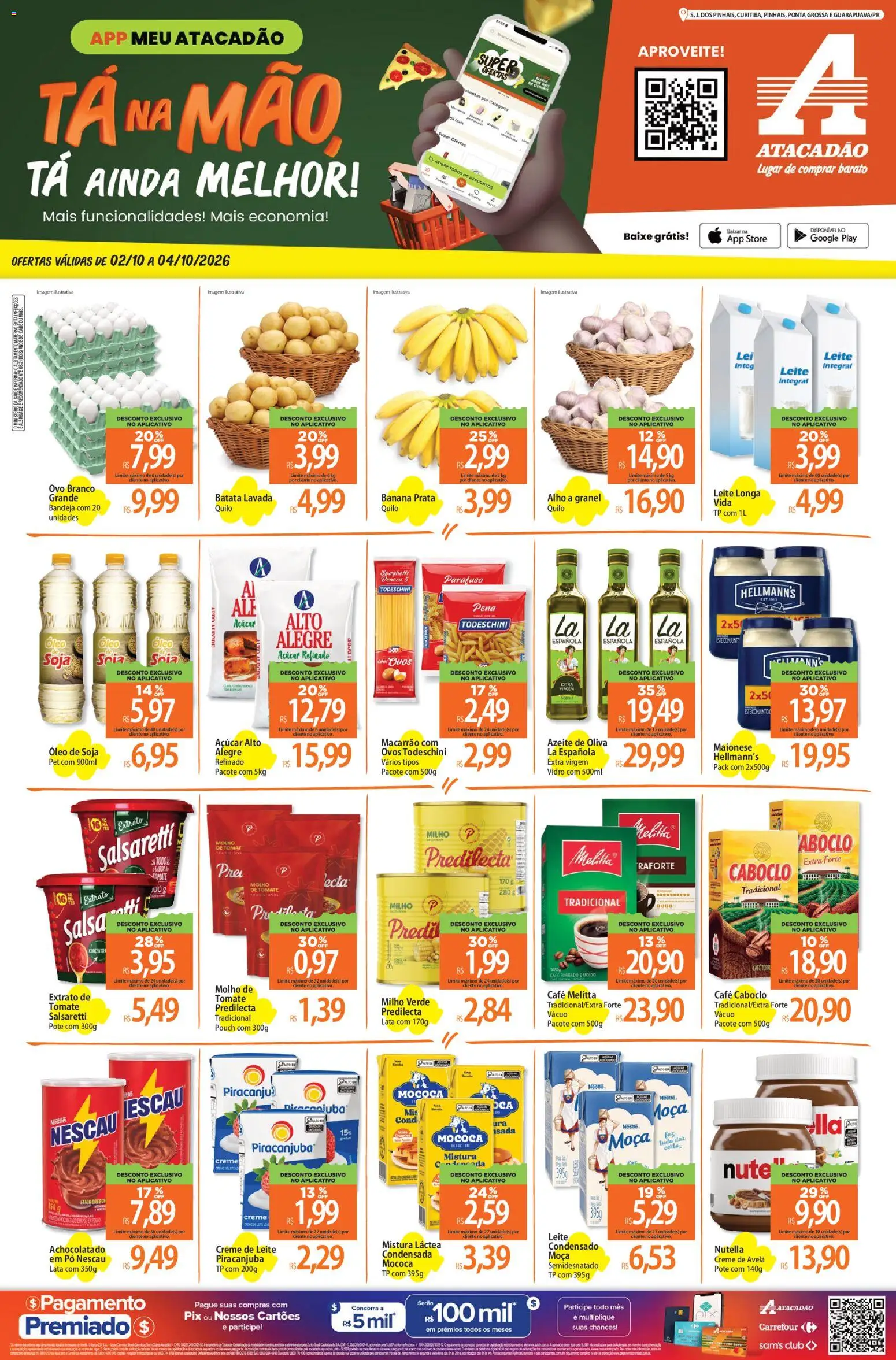 Atacadão Folheto - válido de 02/10/2026 | Página: 1 | Produtos: Milho verde, Ovos, Nutella, Creme de leite