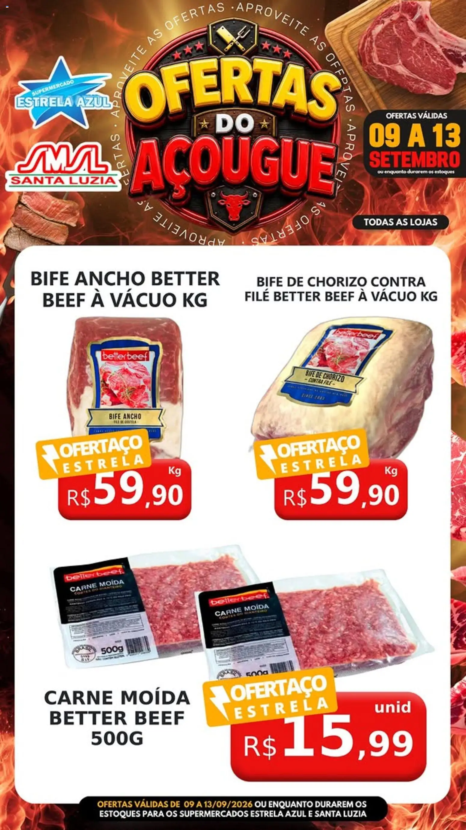 Estrela Azul Folheto - válido de 09/09/2026 | Página: 5 | Produtos: Bife ancho, Contra filé, Carne, Carne moída