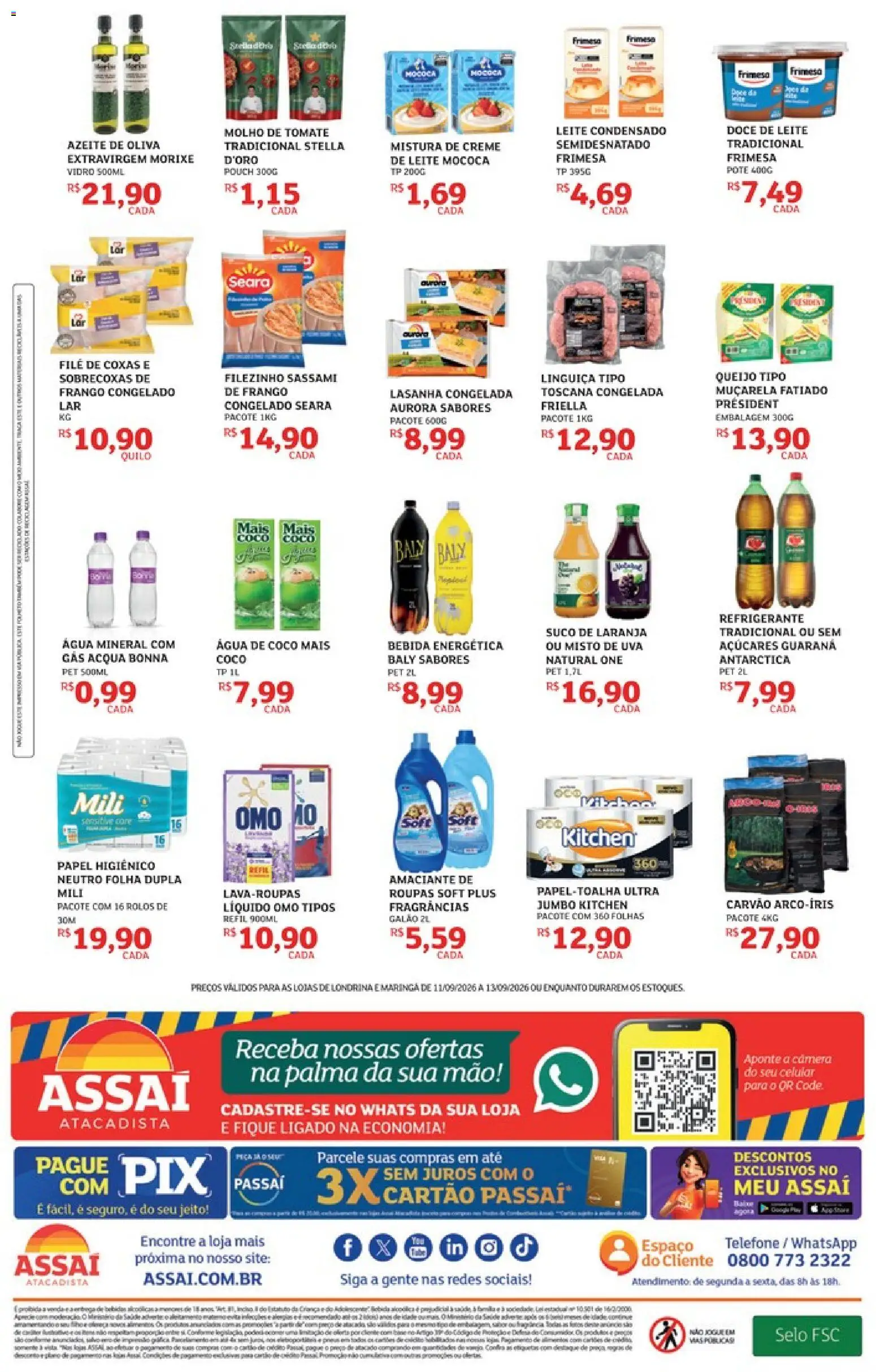 Assaí Atacadista Folheto - válido de 11/09/2026 | Página: 2 | Produtos: Água de coco, Molho de tomate, Uva, Suco de laranja