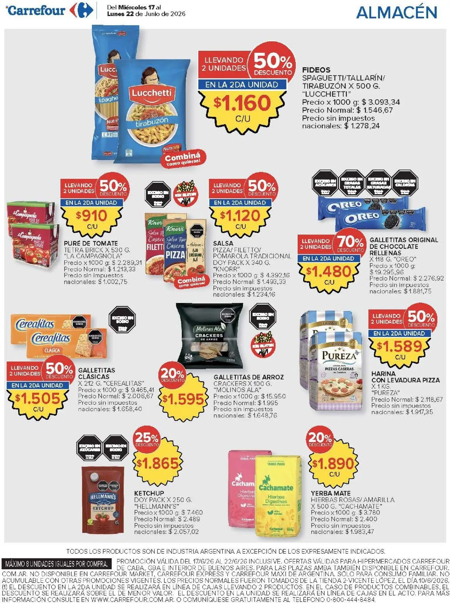 Carrefour ofertas │ válido desde el 17.06.2026 | Página: 11 | Productos: Yerba, Ketchup, Pure de Tomate, Arroz