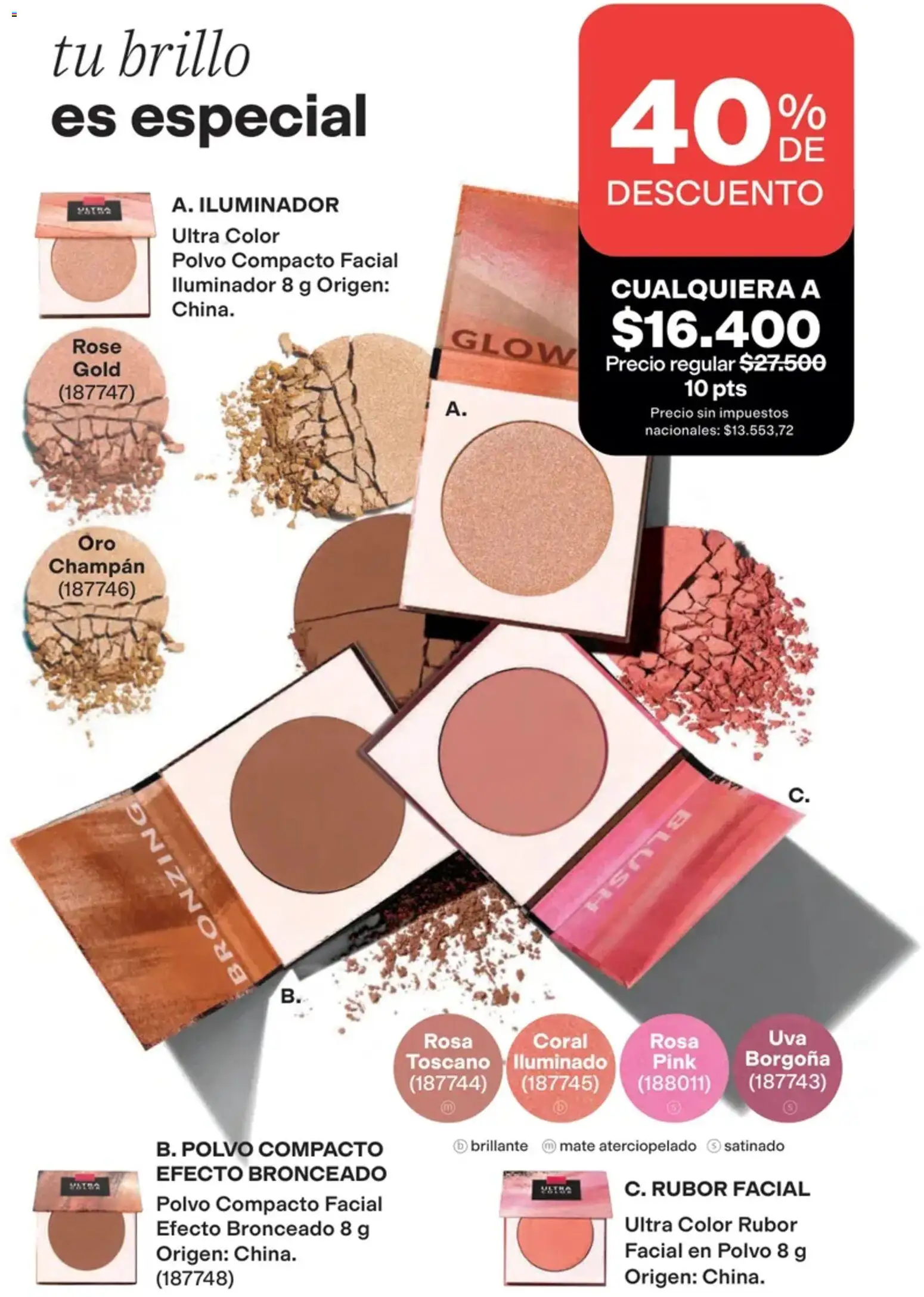 Catálogo AVON Campaña 13 │ válido desde el 01/09/2026 | Página: 27 | Productos: Mate, Iluminador, Polvo, Polvo compacto