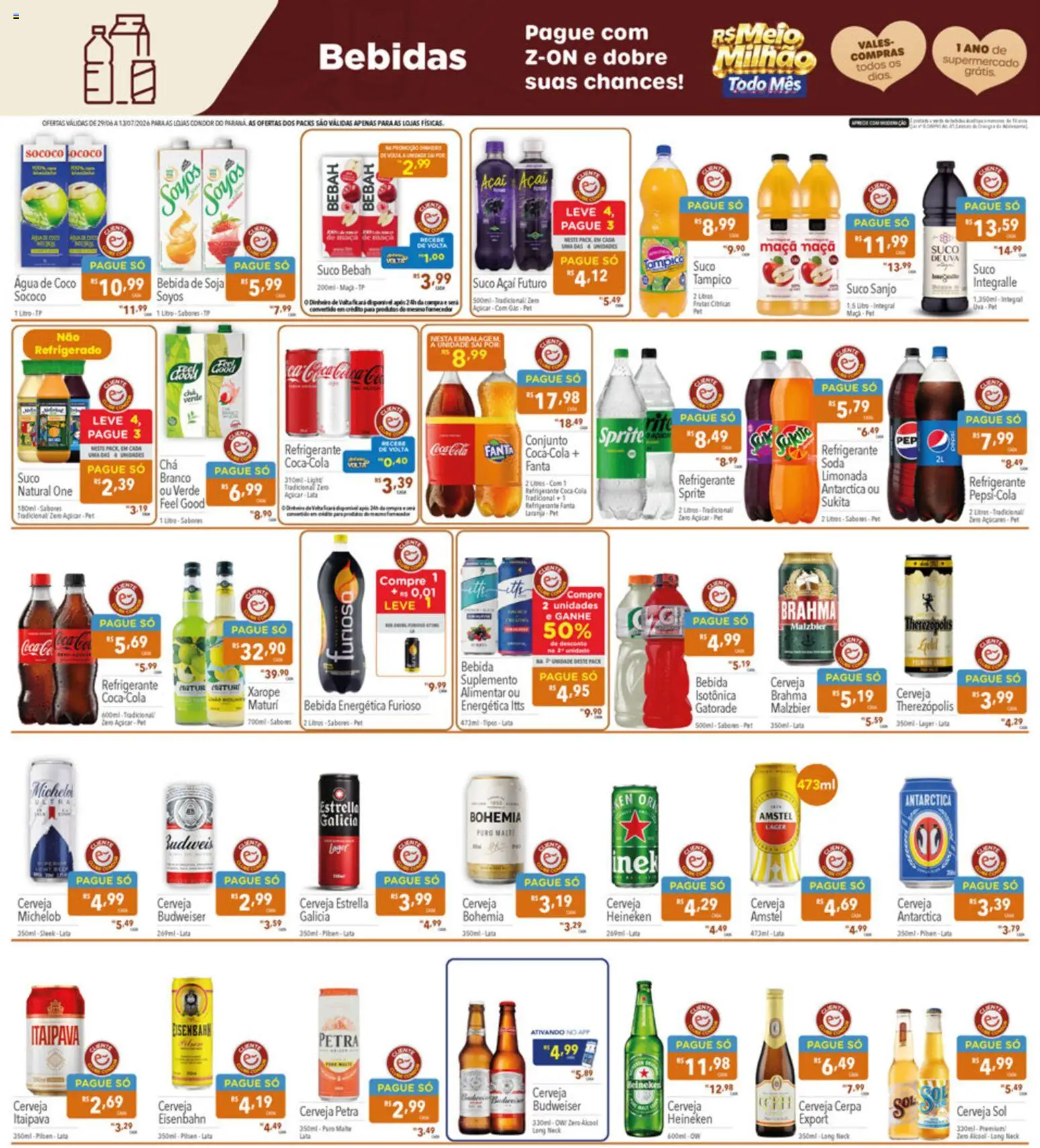 Supermercados Condor Folheto - válido de 29/06/2026 | Página: 19 | Produtos: Água de coco, Cerveja, Açúcar, Refrigerante