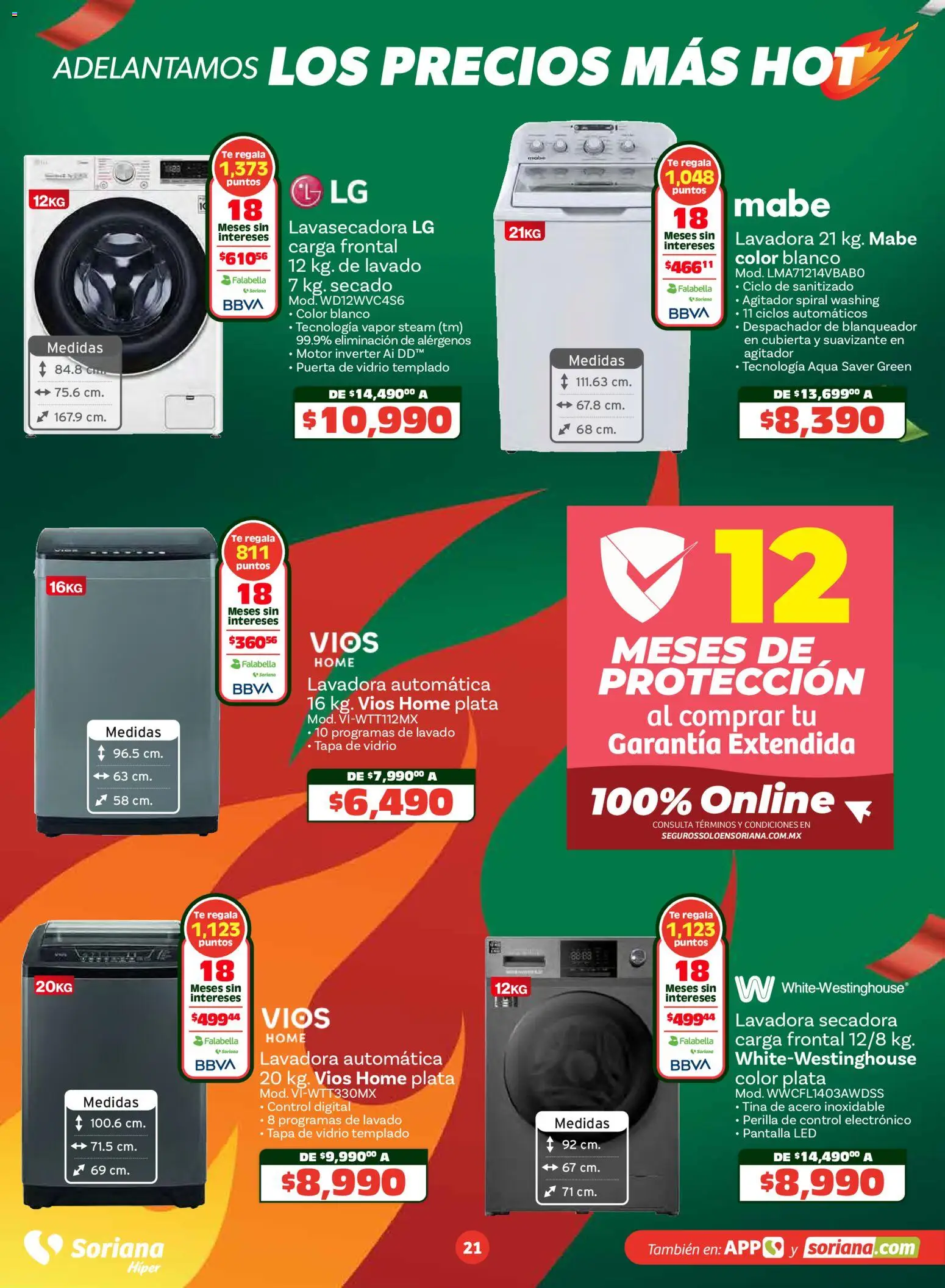 Nuevas ofertas de Soriana válidas en toda la República Mexicana desde el 14.05.2026. ¡Encuentra las mejores ofertas en Soriana Hot Sale! | Página: 21 | Productos: Secadora, Suavizante, Lavadora, Té