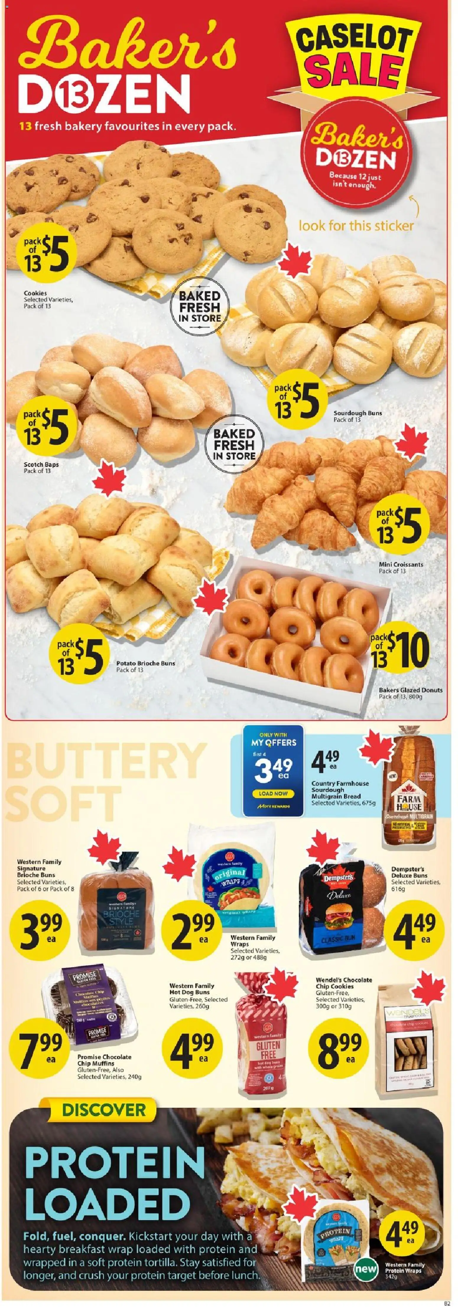 Save on foods flyer valid from Aug 27, 2026 | Page: 14 | Products: Muffins, Bread, Chocolate, Protein