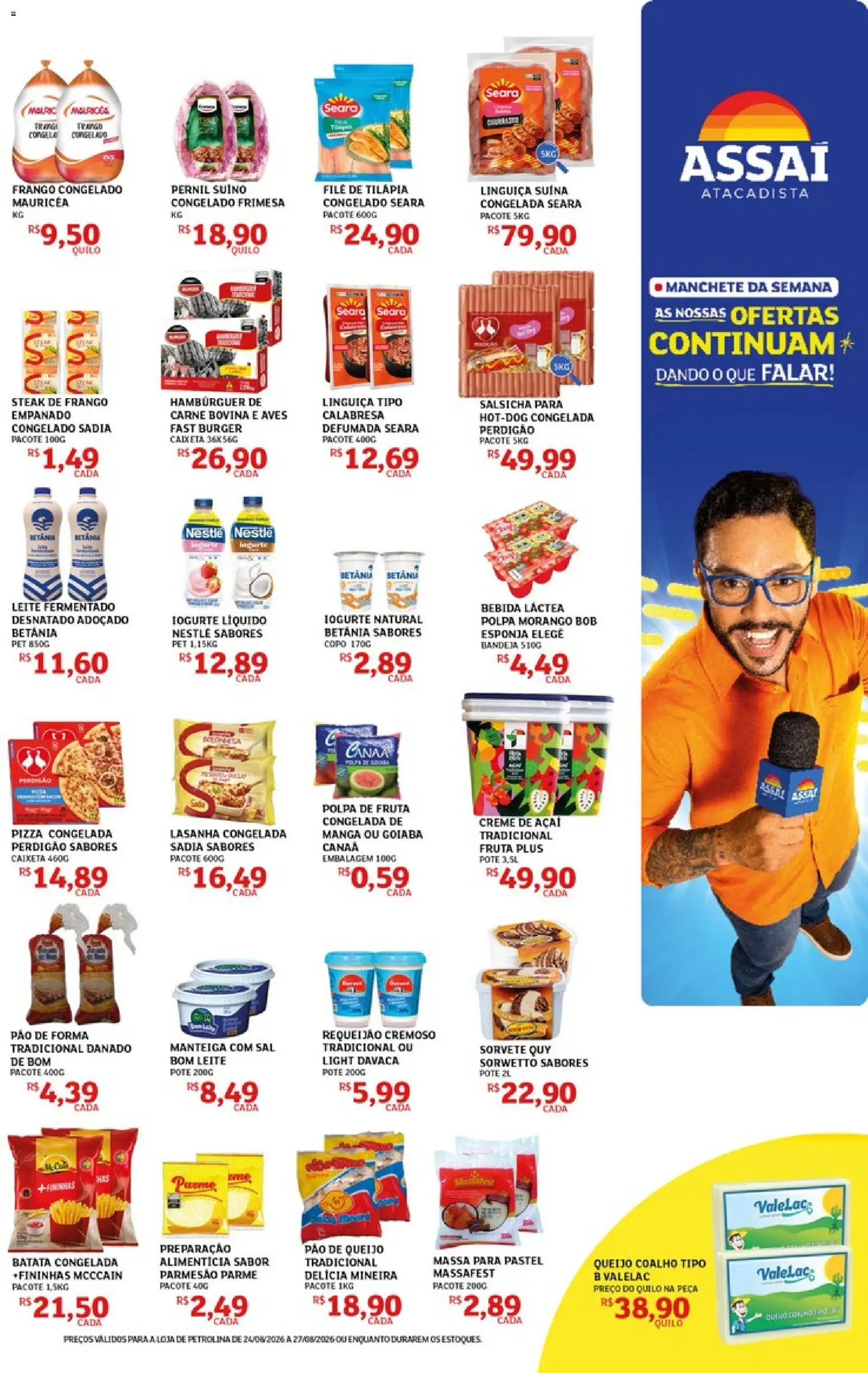 Assaí Atacadista Folheto - válido de 24/08/2026 | Página: 3 | Produtos: Salsicha, Leite, Creme, Bebida