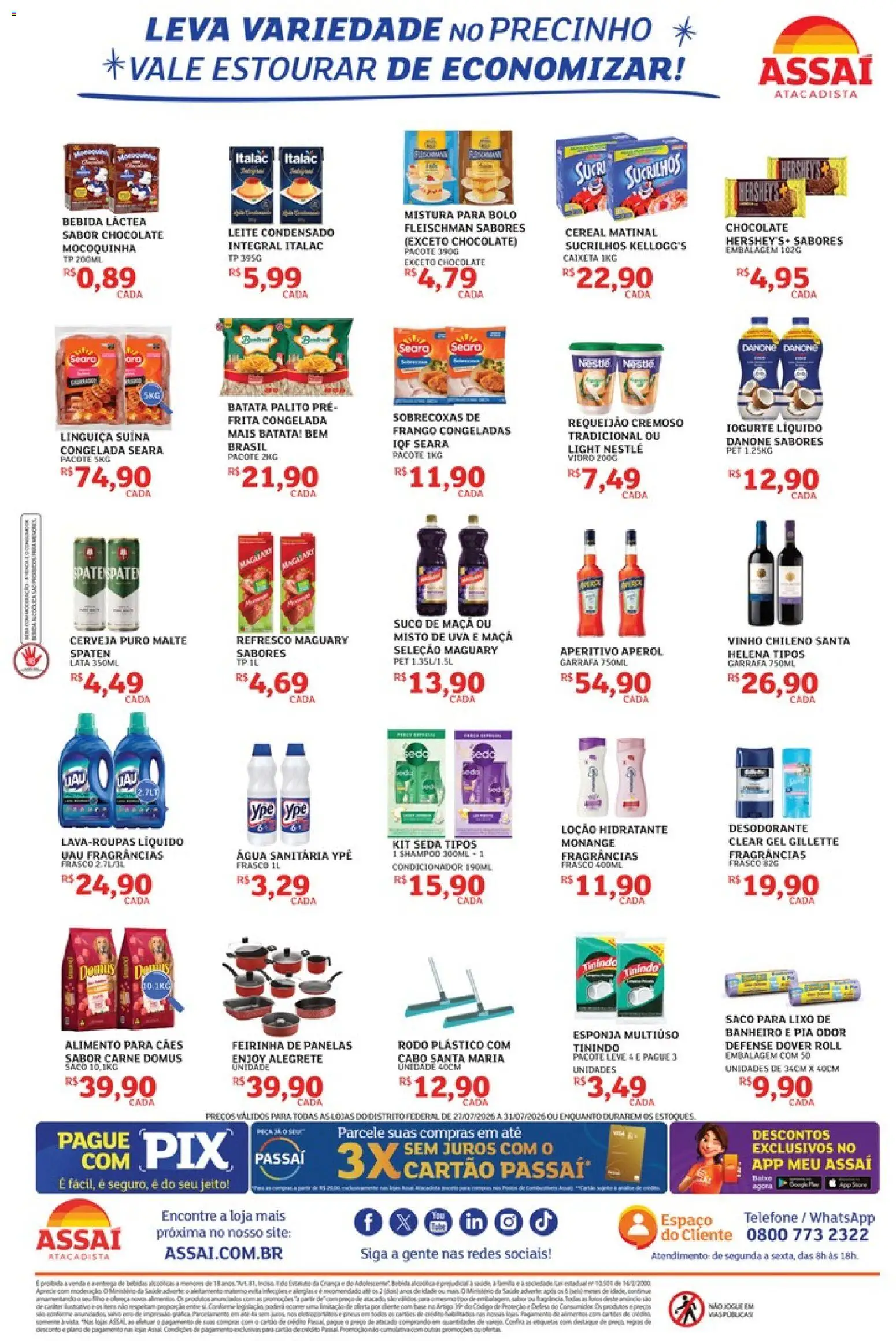 Assaí Atacadista Folheto - válido de 27/07/2026 | Página: 2 | Produtos: Esponja, Condicionador, Linguiça, Suco