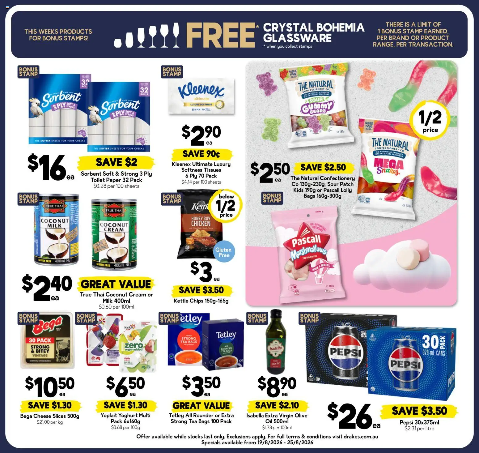 Drakes catalogue - valid from 19/08/2026 | Page: 3 | Products: Glassware, Tea, Cream, Coconut milk