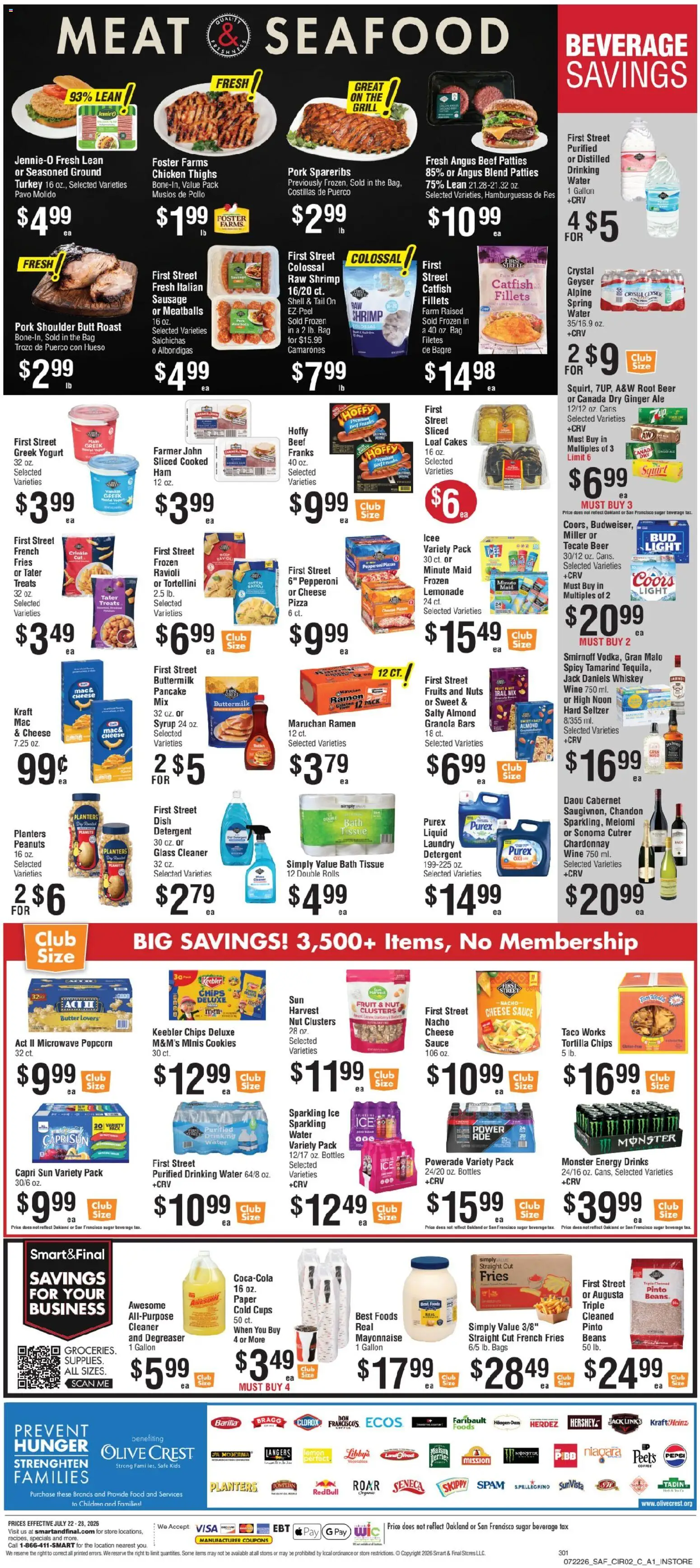 Smart & Final Weekly Ad - valid from 07/22/2026 | Page: 3 | Products: Yogurt, Wine, Pork, Vegetables