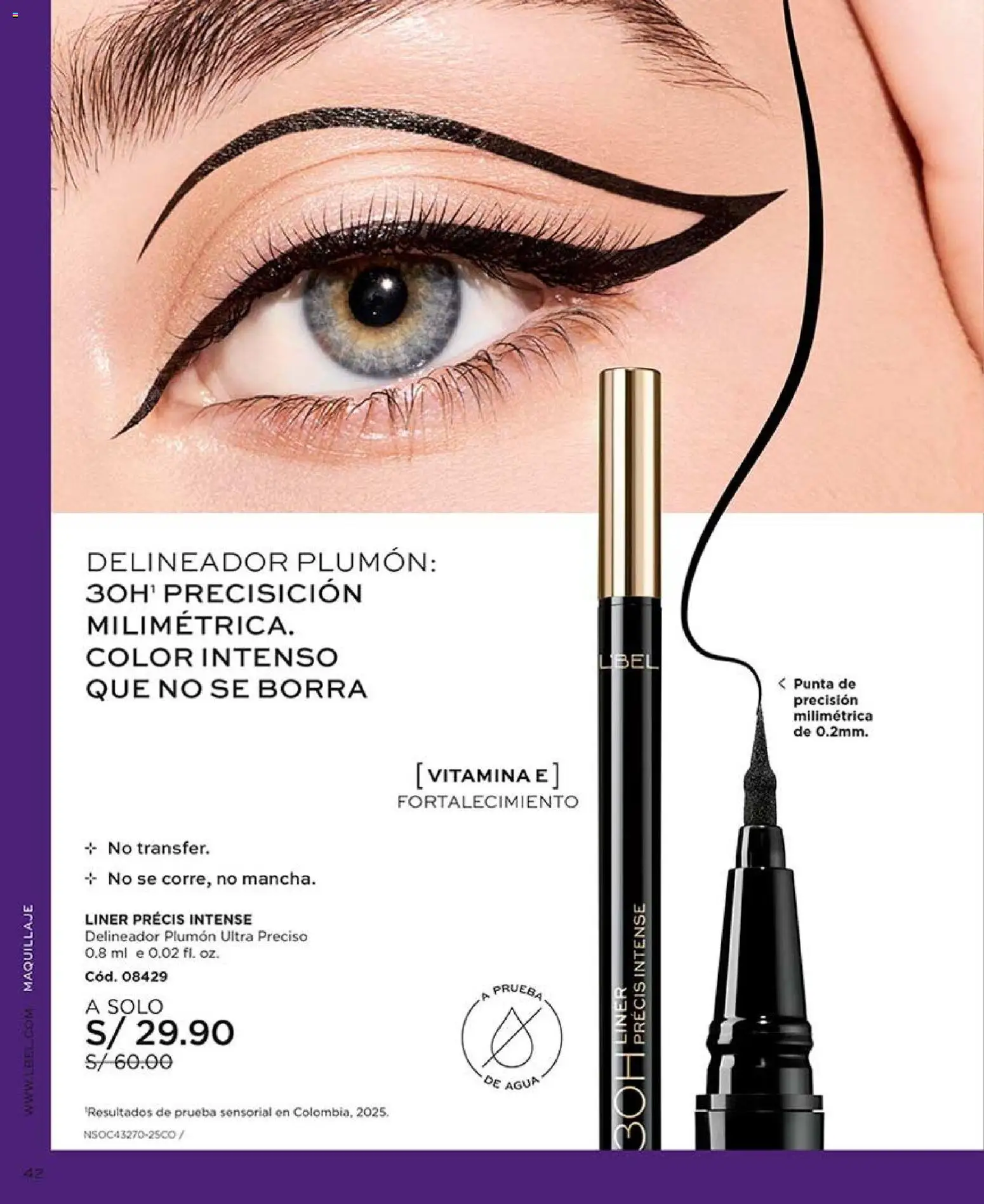 Catálogo L'Bel válido desde 22/08/2026 | Página: 42 | Productos: Delineador, Agua, Maquillaje