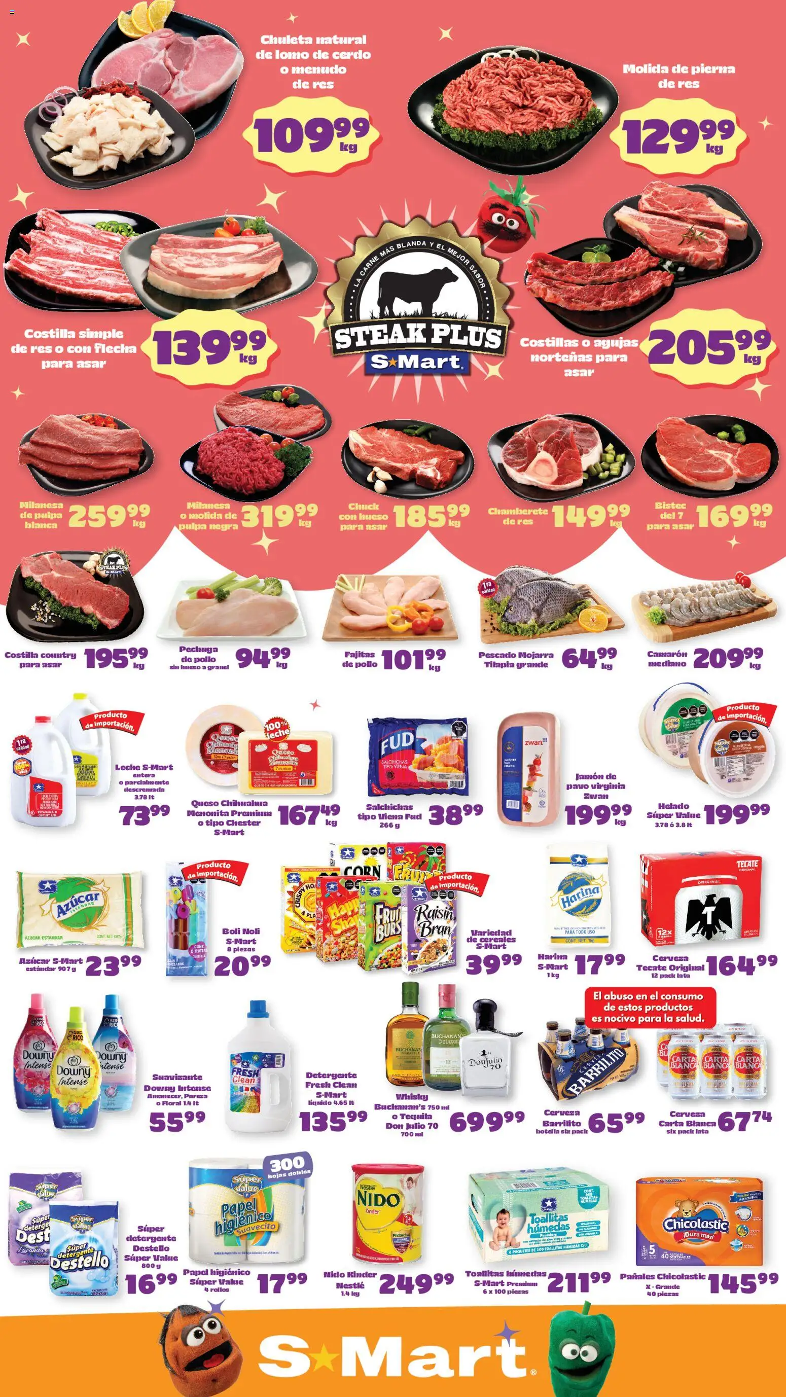 Nuevas ofertas de S-Mart válidas en toda la República Mexicana desde el 22.05.2026. ¡Encuentra las mejores ofertas en S-Mart folleto Monterrey! | Página: 1 | Productos: Toallitas húmedas, Cerveza, Res, Tequila