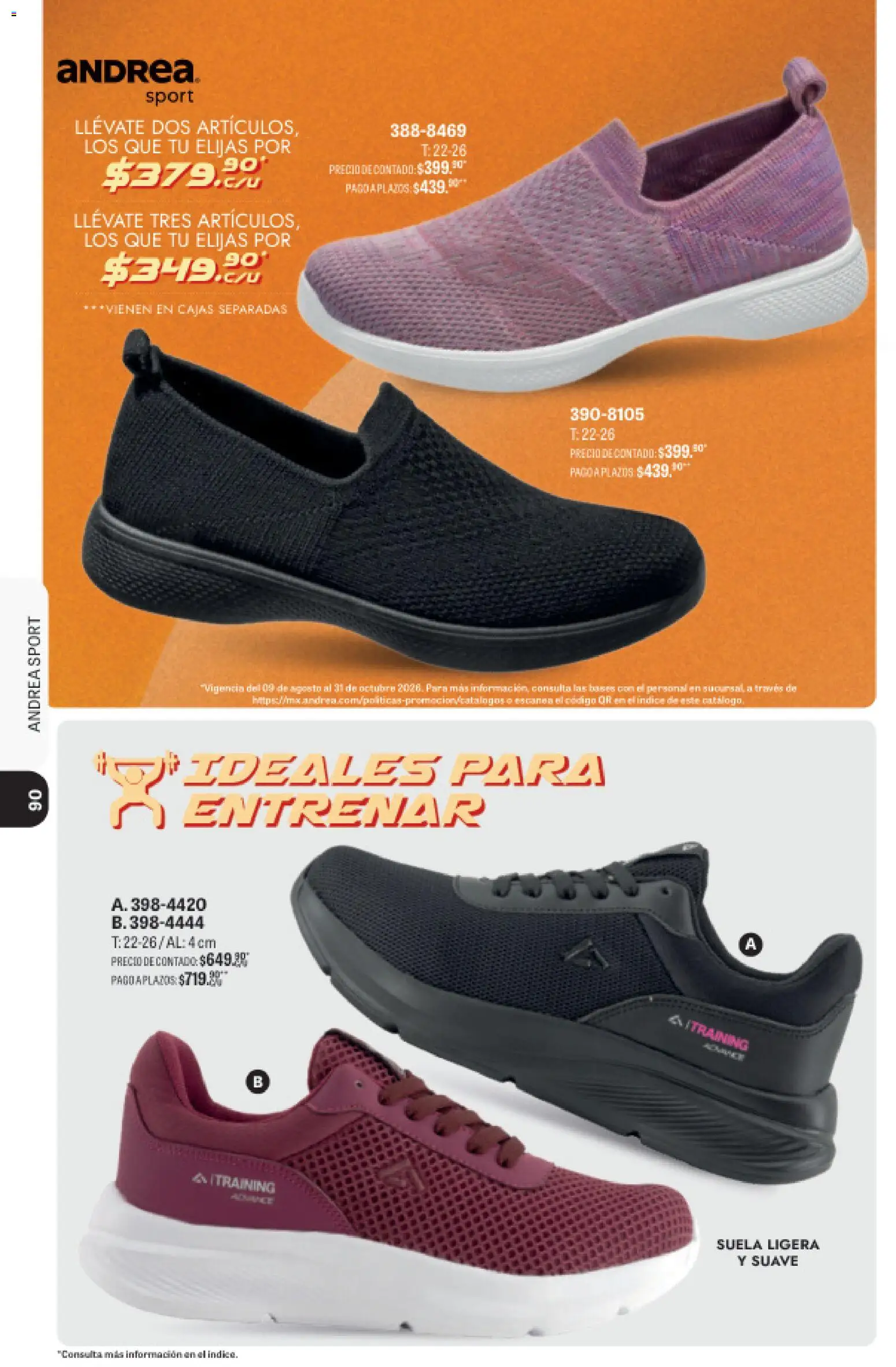 Nuevas ofertas de Andrea válidas en toda la República Mexicana desde el 09/08/2026. ¡Encuentra las mejores ofertas en Andrea catálogo Deportivo Completo! | Página: 90