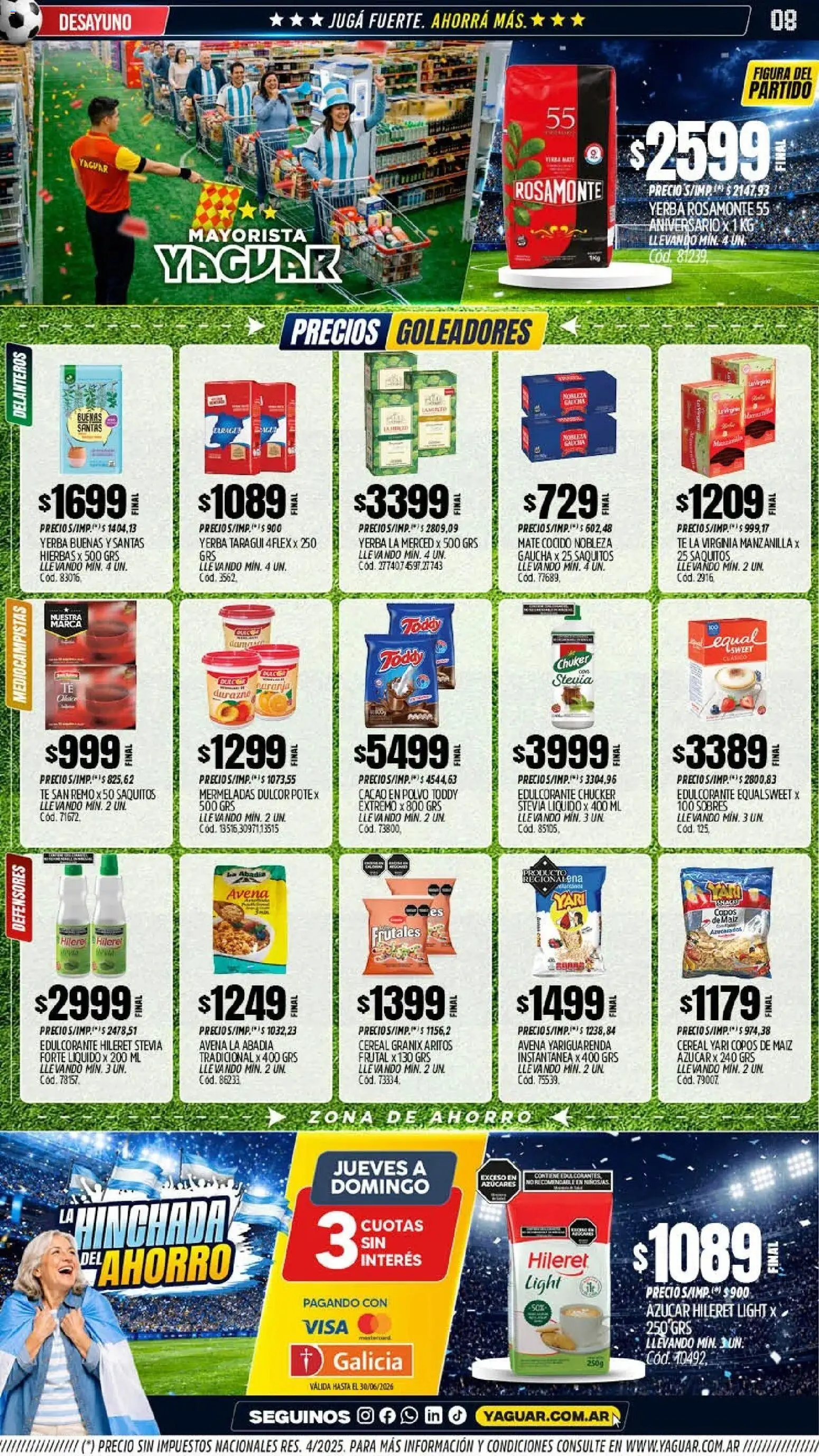 Yaguar - Oferta Semanal Salta │ válido desde el 08.06.2026 | Página: 9 | Productos: Yerba, Edulcorante, Avena, Té