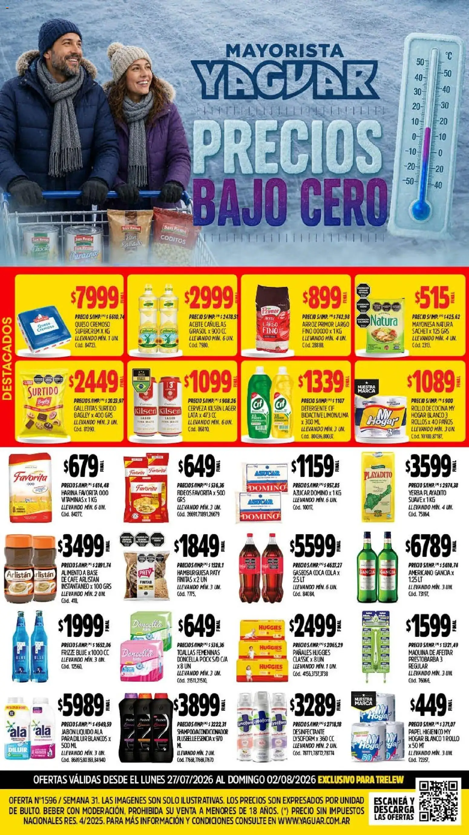 Yaguar - Oferta Semanal Trelew │ válido desde el 27/07/2026 | Página: 1 | Productos: Toallas, Choclo, Yerba, Pañales