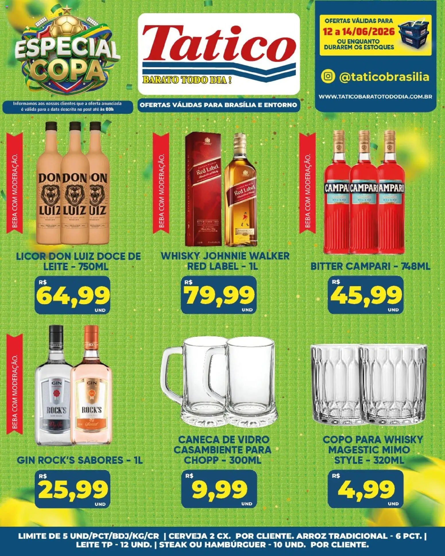 Tatico Folheto - válido de 12.06.2026 | Página: 26 | Produtos: Leite, Cerveja, Arroz, Campari