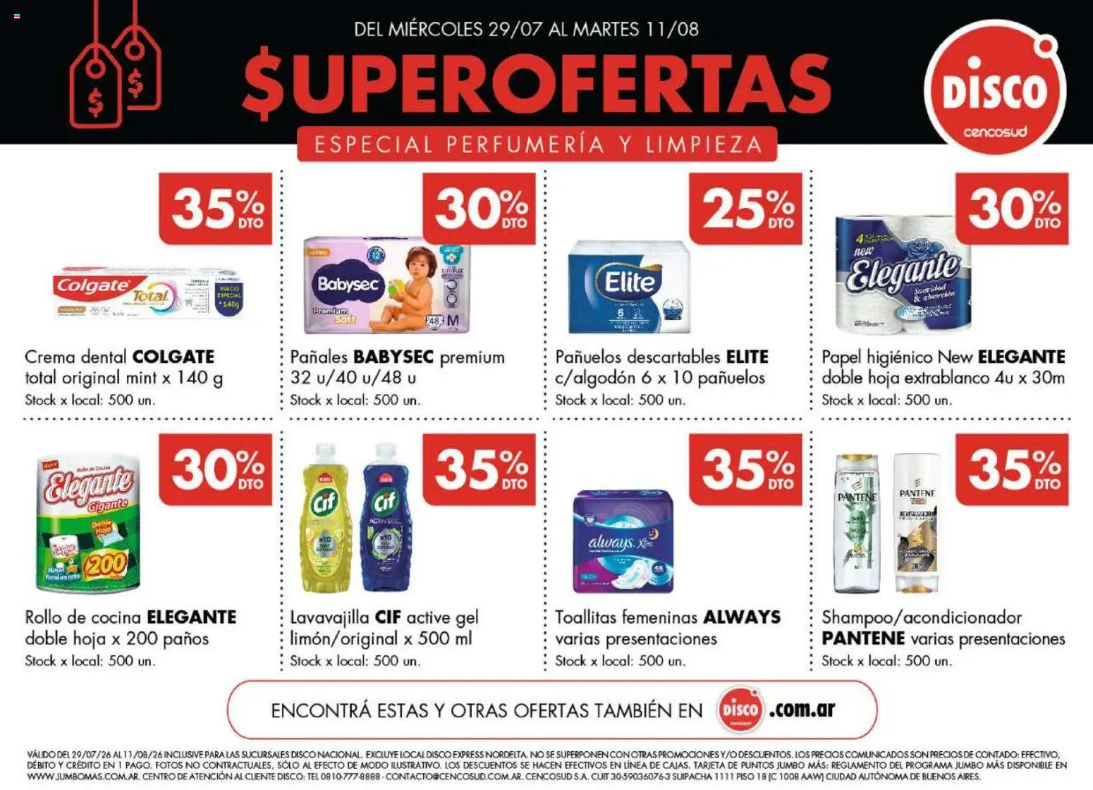 Disco - Especial Perfumería y Limpieza │ válido desde el 30/07/2026 | Página: 1 | Productos: Papel higiénico, Disco, Cocina, Toallitas femeninas