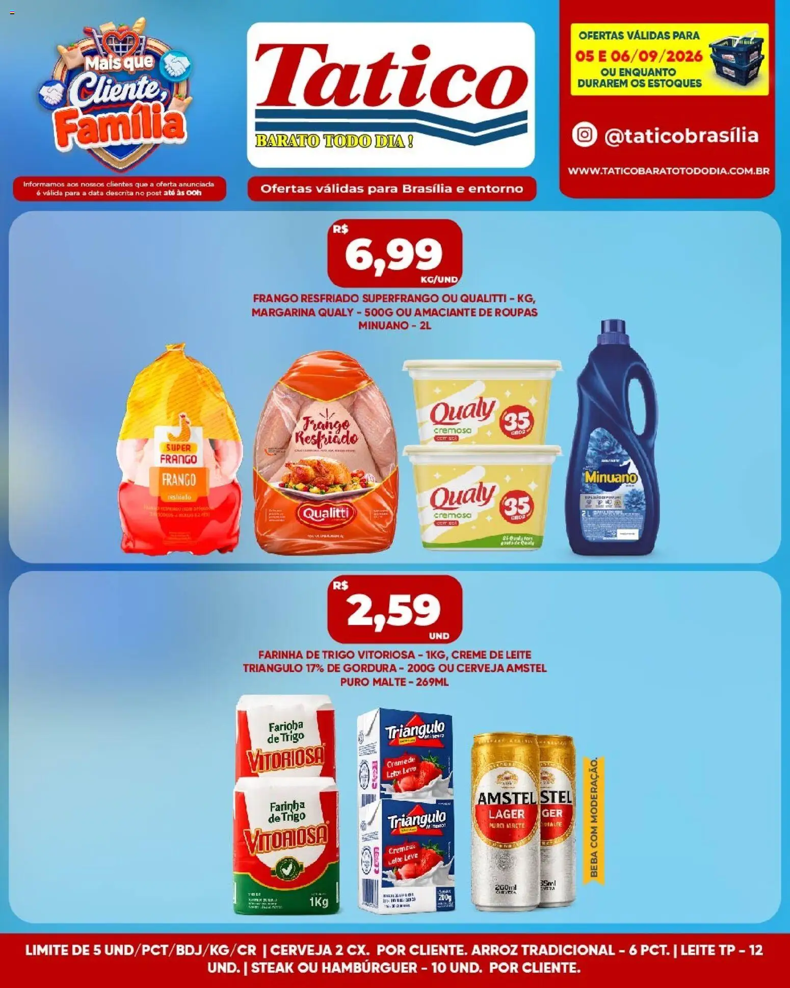 Tatico Folheto - válido de 05/09/2026 | Página: 3 | Produtos: Amaciante de roupas, Cerveja, Creme de leite, Frango