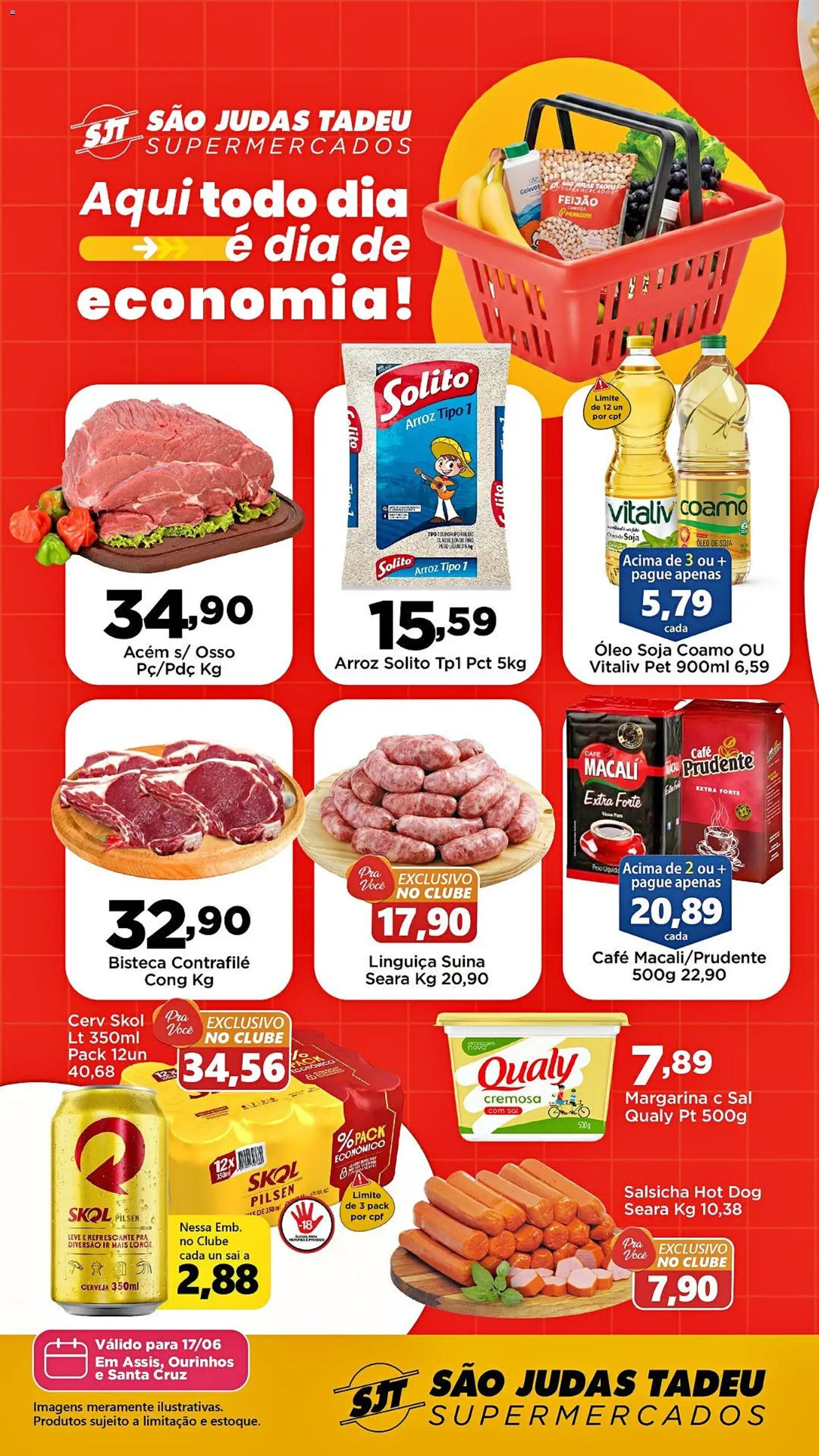 São Judas Tadeu Folheto - válido de 17.06.2026 | Página: 1 | Produtos: Salsicha, Arroz, Soja, Margarina