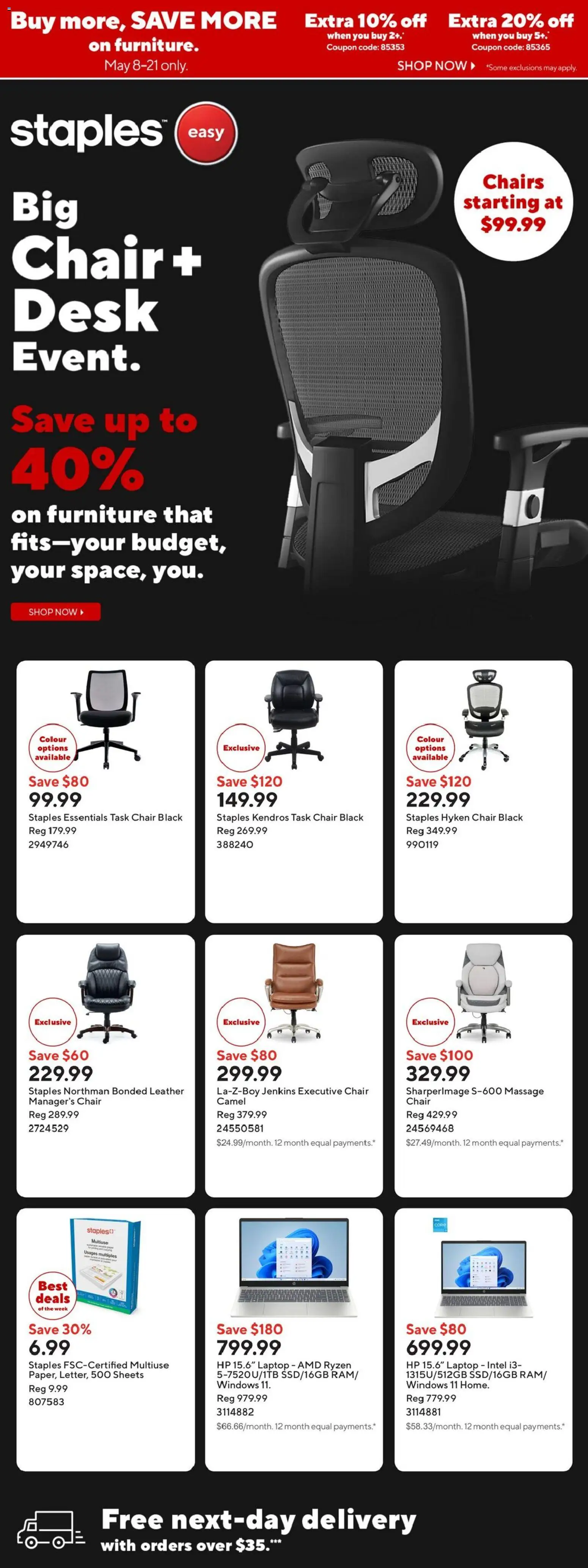 Staples flyer valid from 08.05.2026 | Page: 1 | Products: Chair