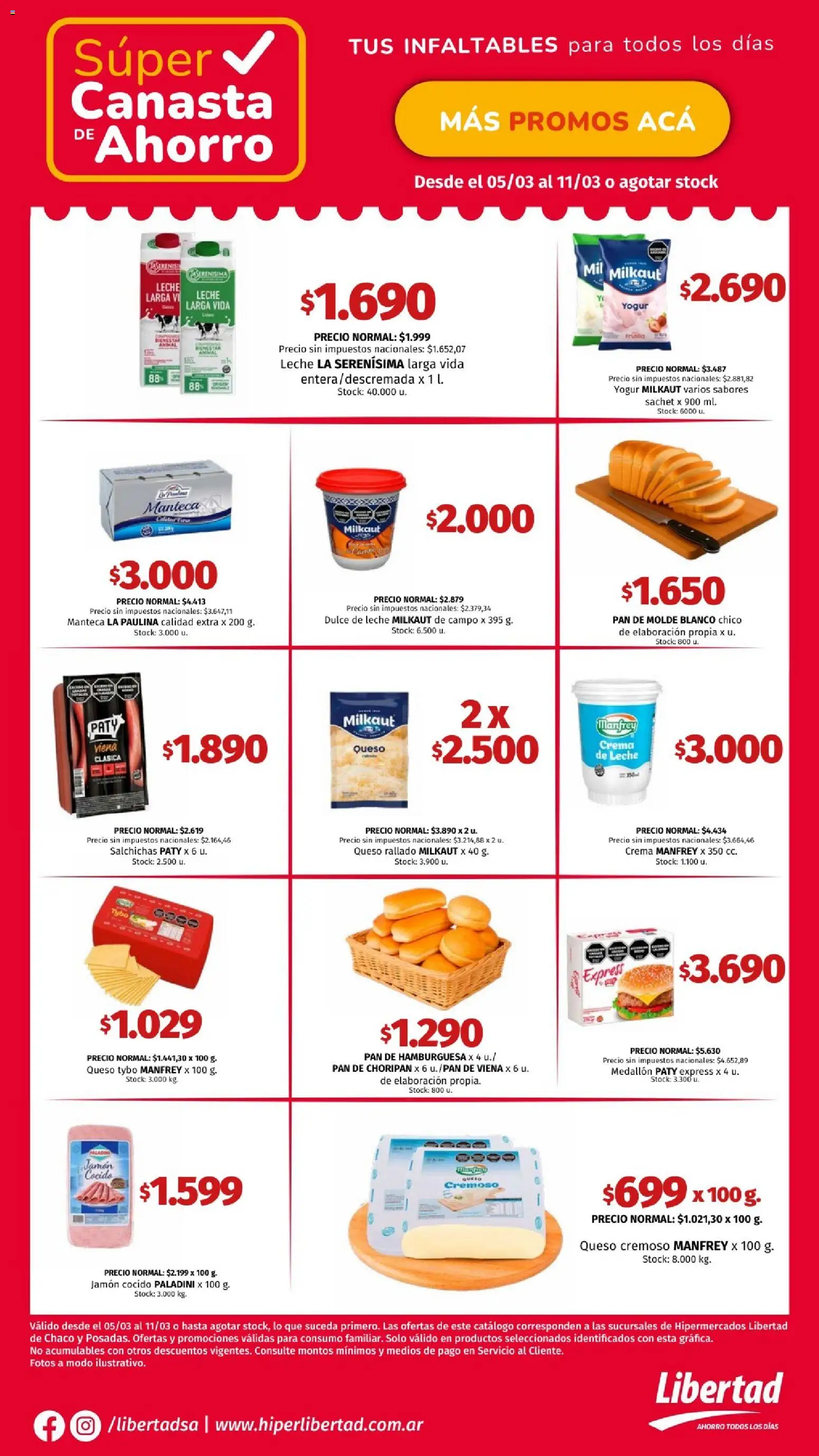 Hipermercado Libertad catálogo │ válido desde el 05.03.2026 | Página: 1 | Productos: Molde, Jamón cocido, Queso crema, Jamón