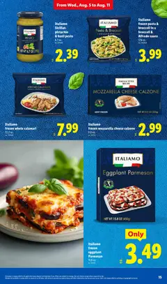 Preview of Lidl weekly ads valid from 08/05/2026 | Page: 15 | Products: Broccoli, Pasta, Sauce, Eggplant