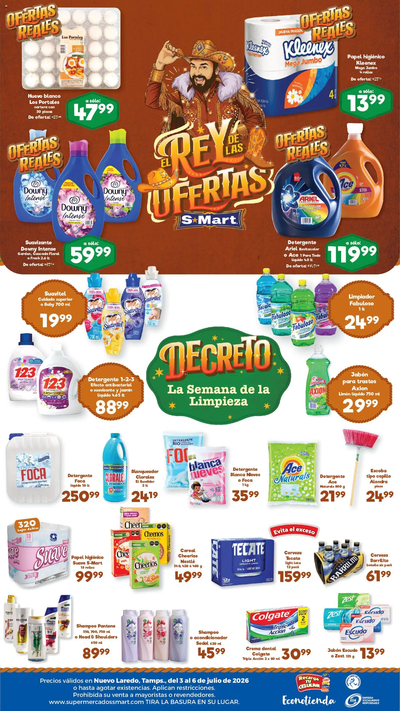 Nuevas ofertas de S-Mart válidas en toda la República Mexicana desde el 03/07/2026. ¡Encuentra las mejores ofertas en S-Mart folleto Nuevo Laredo! | Página: 2 | Productos: Limón, Escoba, Limpiador, Jabón