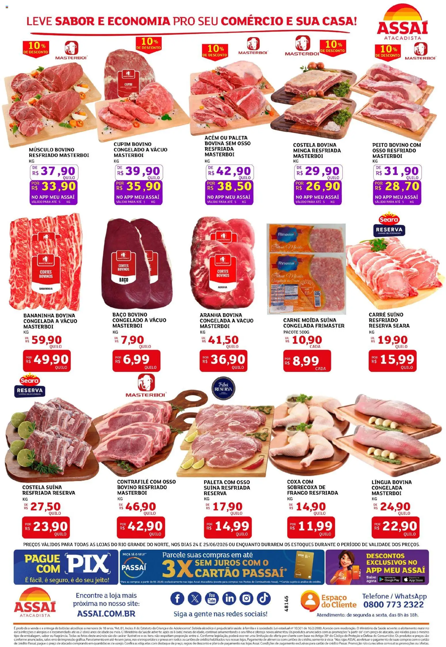 Assaí Atacadista Folheto - válido de 24/06/2026 | Página: 2 | Produtos: Pneus, Base, Telefone, Carne moída