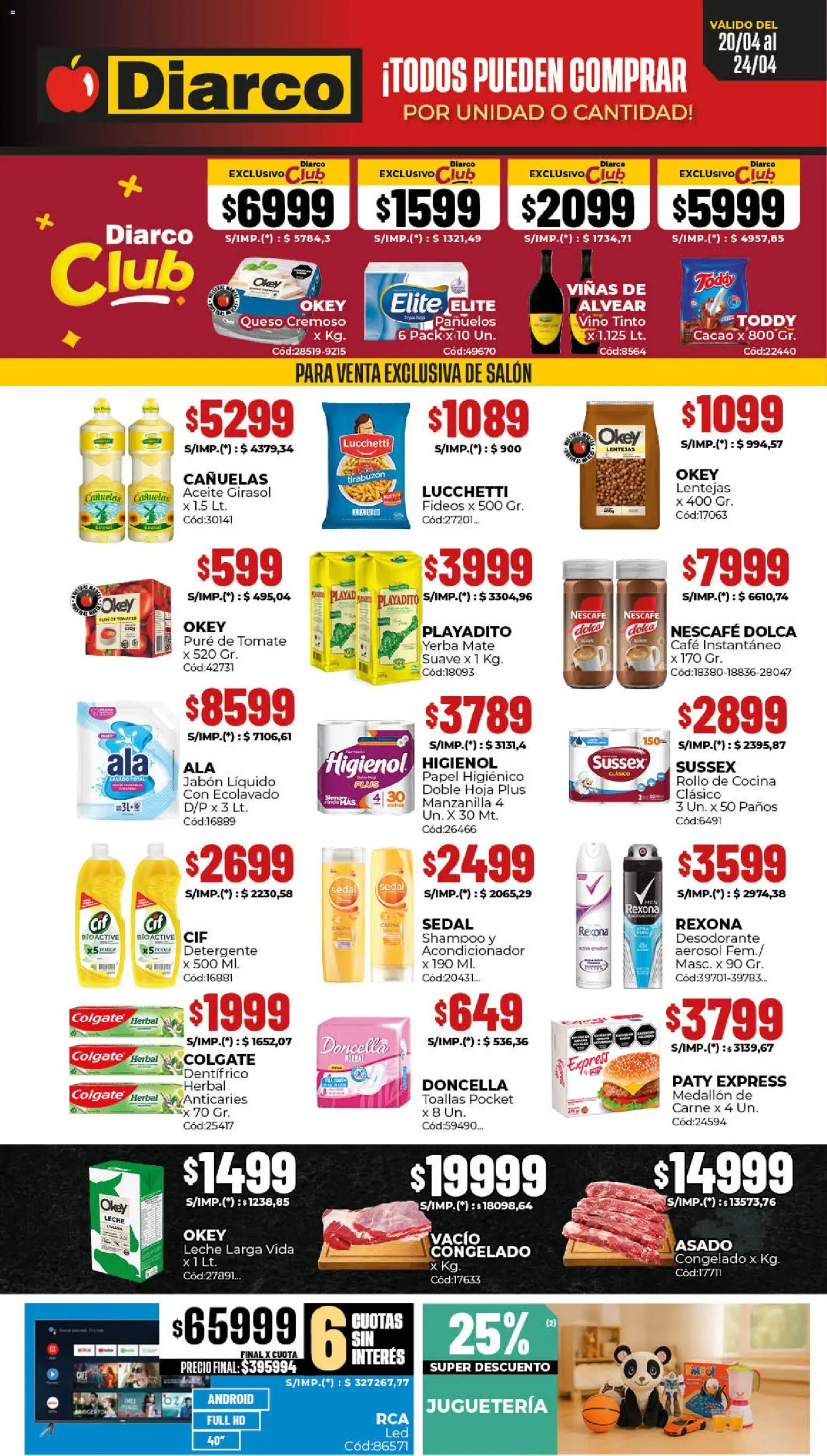Diarco - Ofertas Sur │ válido desde el 20.04.2026 | Página: 1 | Productos: Papel higiénico, Jabón líquido, Jabón, Tomates