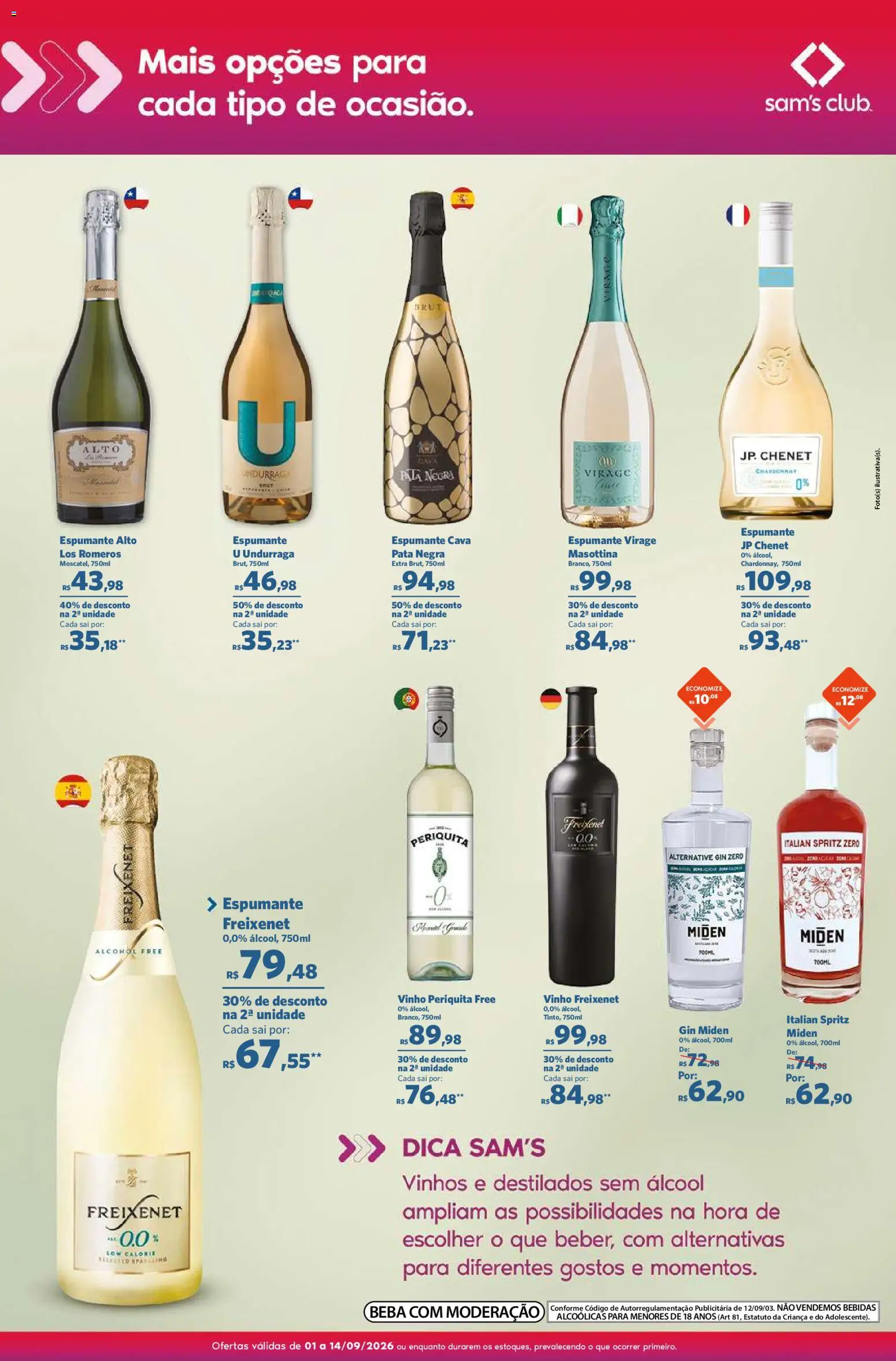 Sam's Club Folheto - válido de 01/09/2026 | Página: 8 | Produtos: Álcool, Espumante, Vinho, Gin