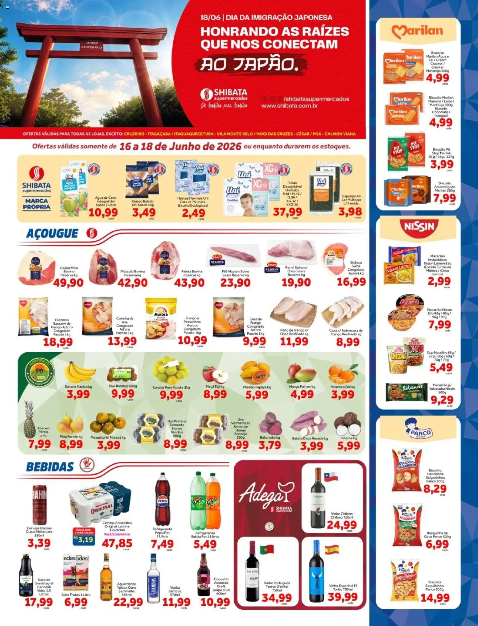 Shibata Folheto - válido de 16.06.2026 | Página: 1 | Produtos: Mexerica, Pera, Vodka, Batata
