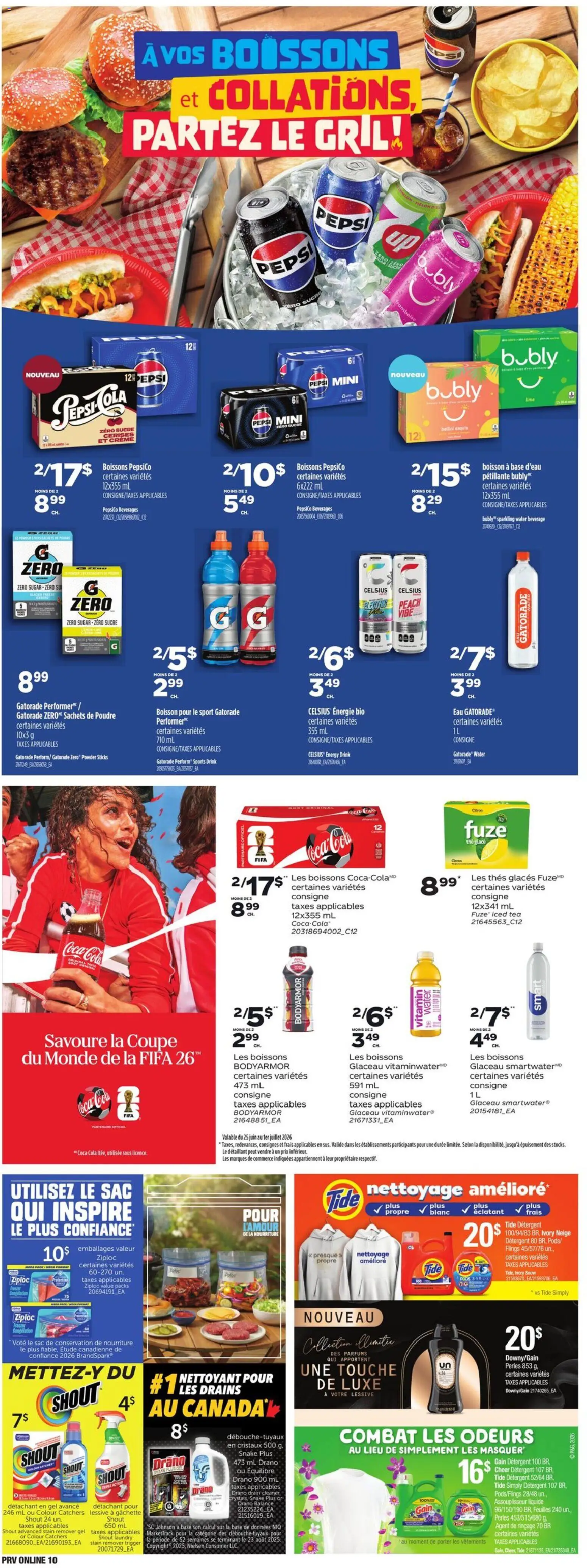 Provigo flyer valid from Jun 25, 2026 | Page: 14 | Products: Tea, Powder, Stain remover, Detergent