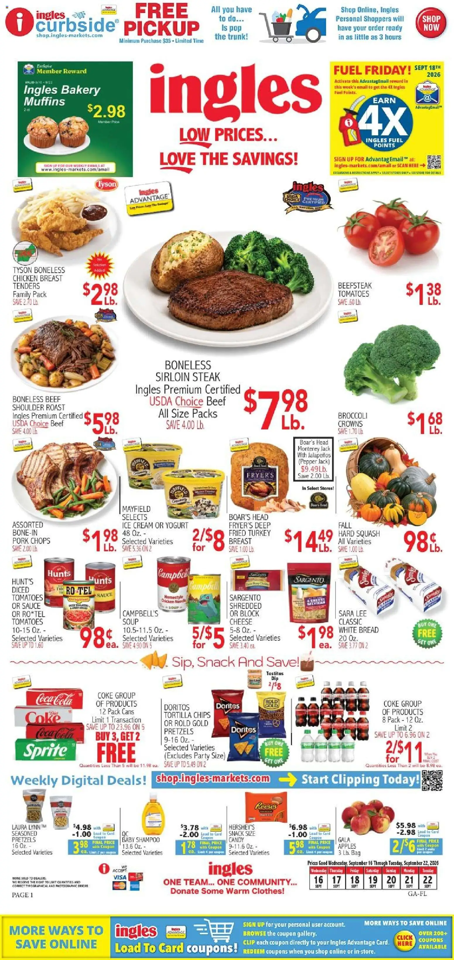 Ingles Weekly Ad - valid from 09/16/2026 | Page: 1 | Products: Chicken, Clothes, Sauce, Pepper