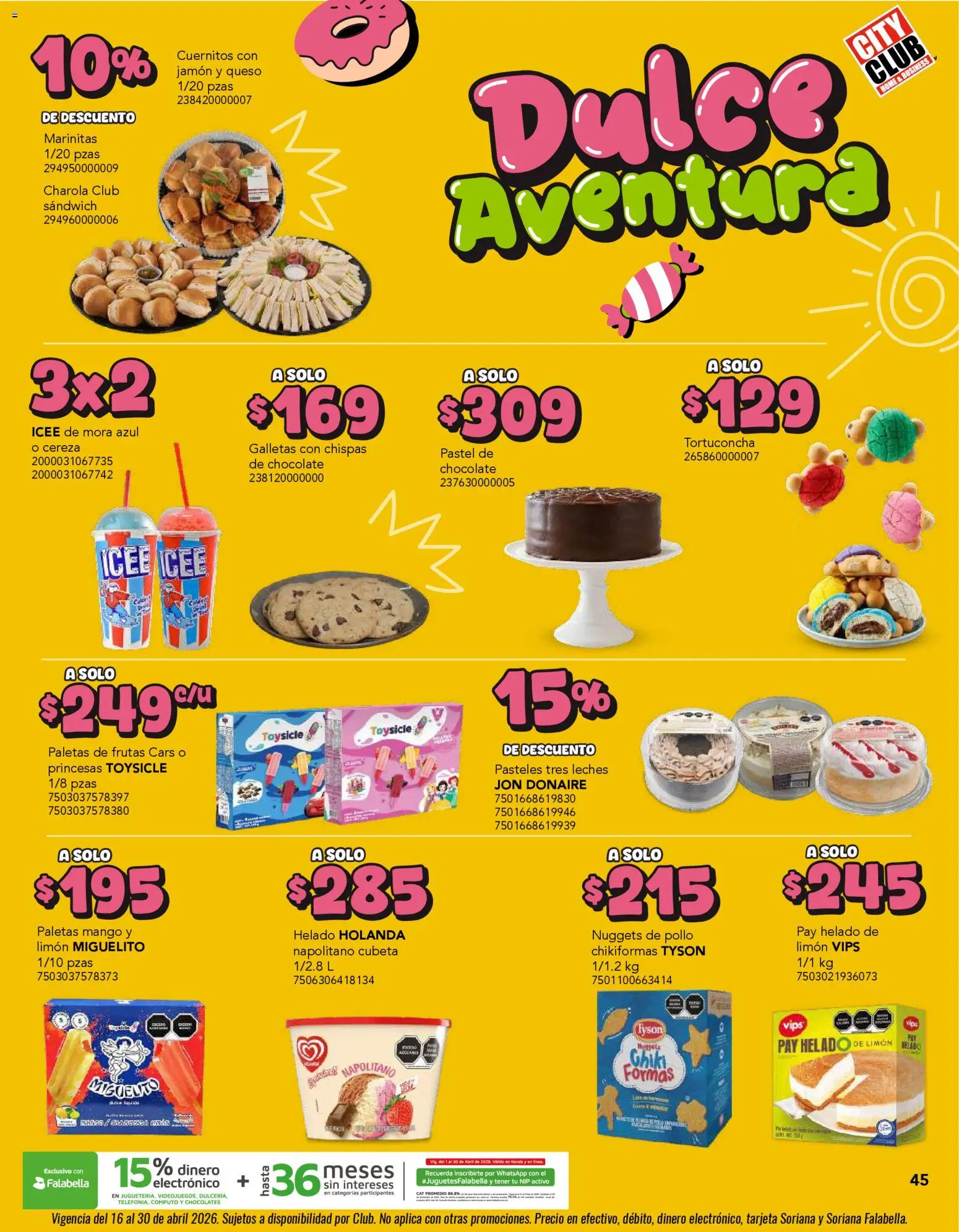 Nuevas ofertas de City Club válidas en toda la República Mexicana desde el 01.04.2026. ¡Encuentra las mejores ofertas en City Club catálogo! | Página: 45 | Productos: Pollo, Mango, Chocolate, Jamón