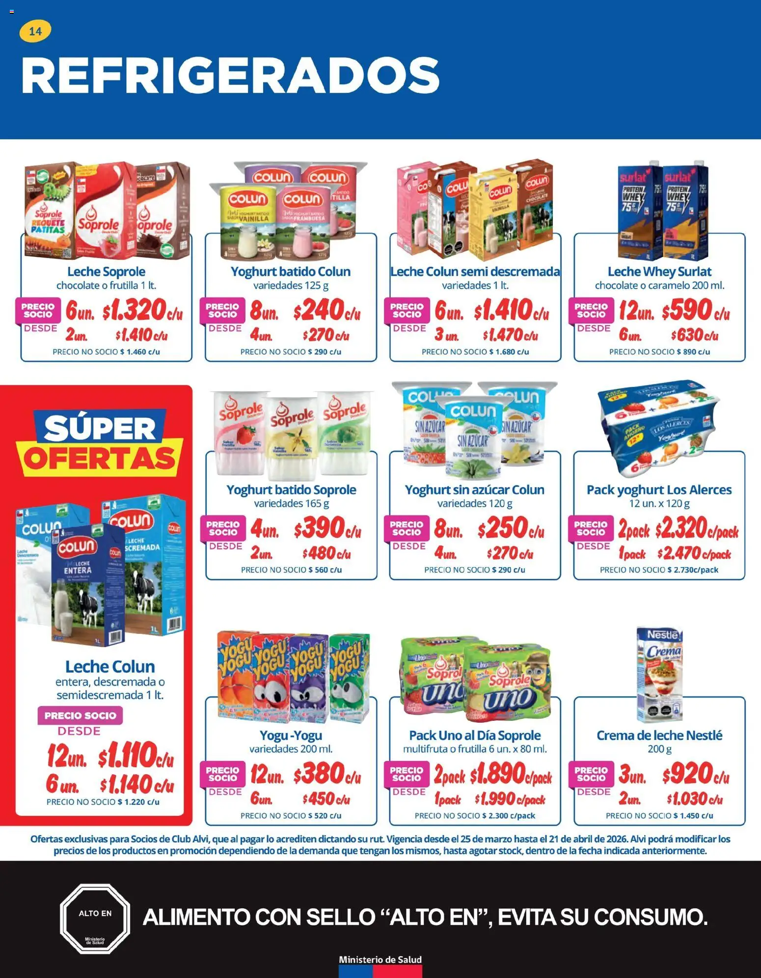 Alvi ofertas  │ válido desde el 25.03.2026 | Página: 14 | Productos: Leche, Chocolate, Azucar, Crema