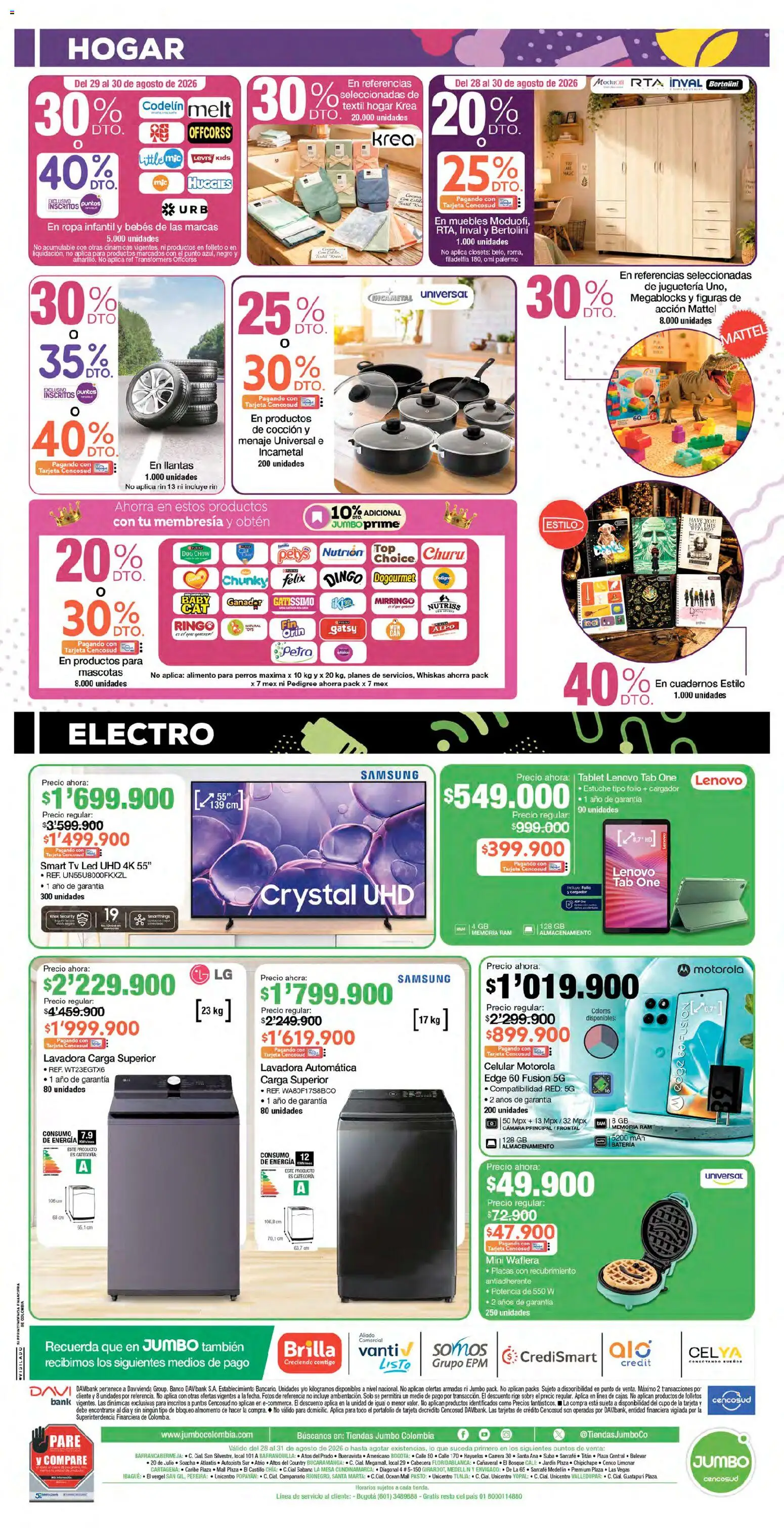 Jumbo revista - valida desde el 28/08/2026 | Página: 8 | Productos: Banco, Tablet, Cargador, Mesa