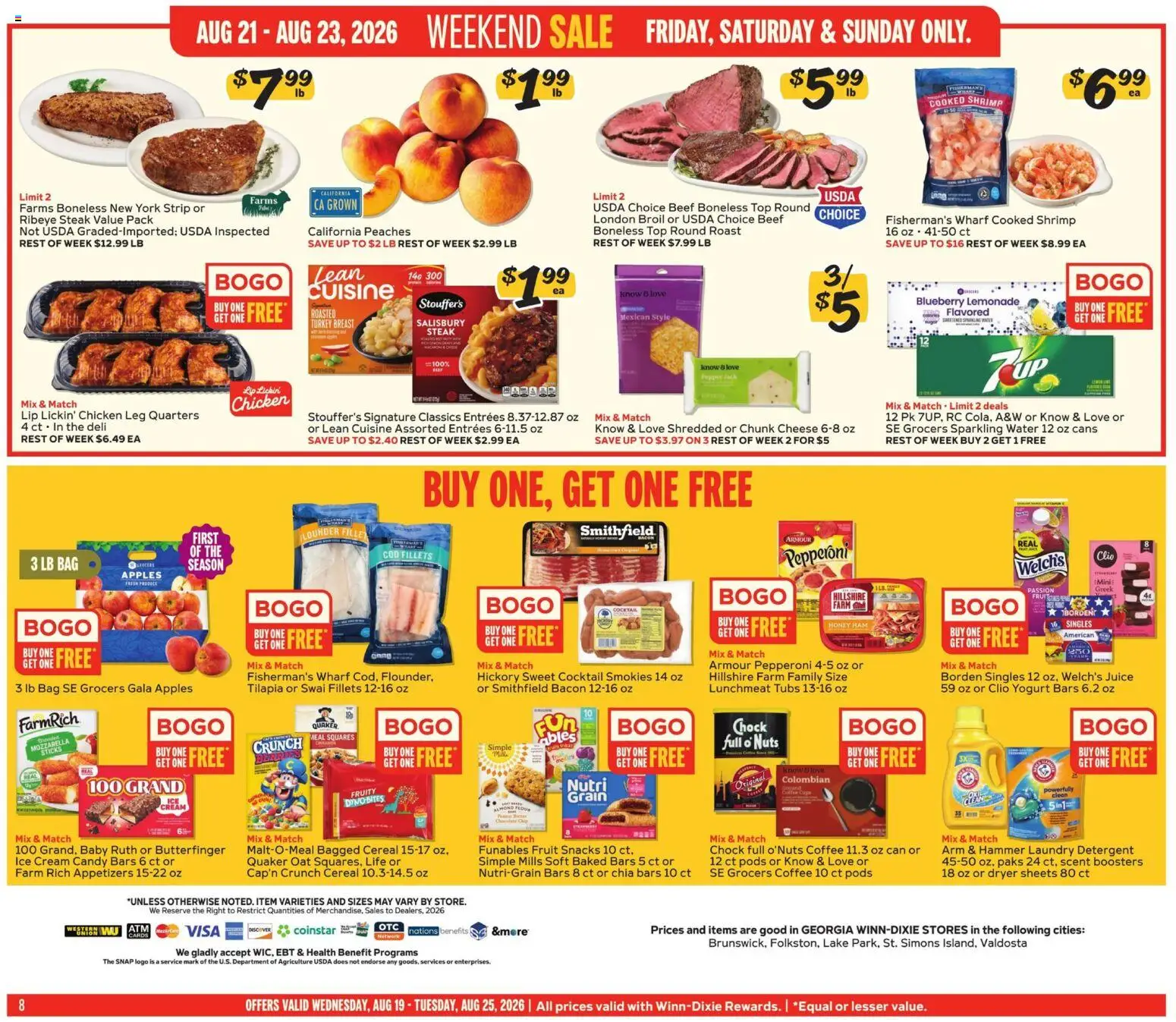 Winn Dixie Weekly Ad - valid from 08/19/2026 | Page: 8 | Products: Yogurt, Cream, Ice cream, Fruit